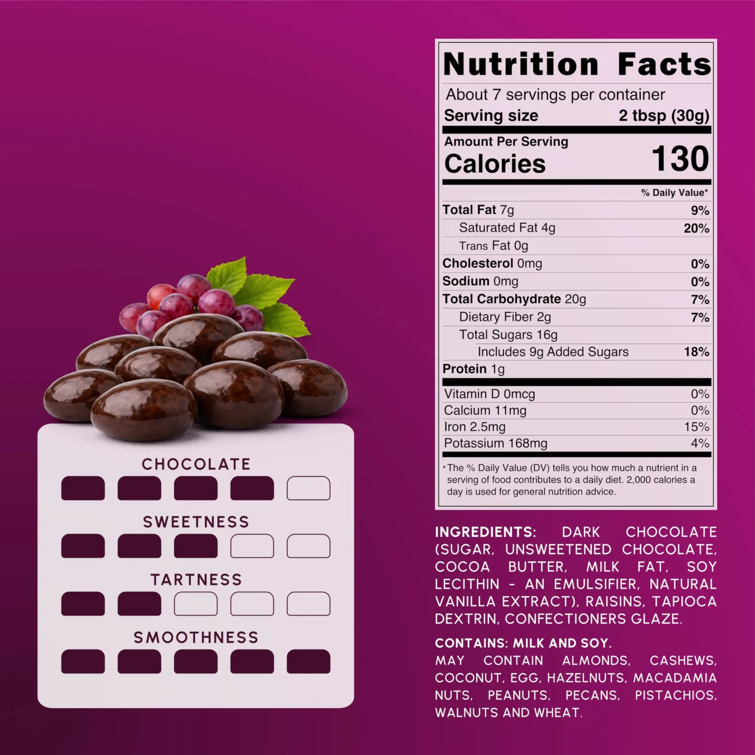 Snackathon 52% Dark Chocolate Covered Raisins, 7 OZ Resealable Bag, Sweet Dried Raisins Coated in Rich Dark Chocolate, Indulgent Chocolate Candy for Snacking & Gifting