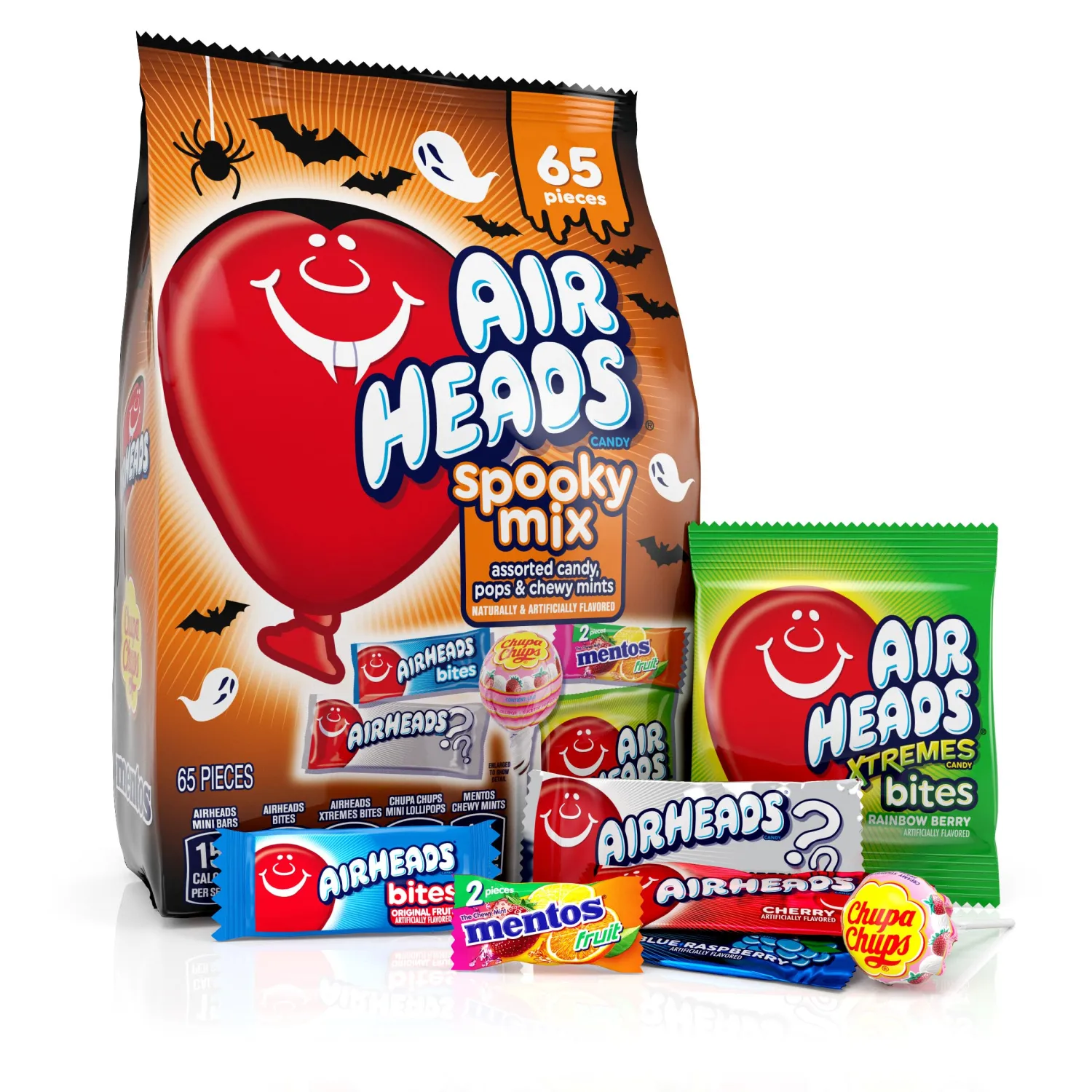 Airheads, Mentos, Chupa Chups Halloween Spooky Candy Mix, 65 Count Bag