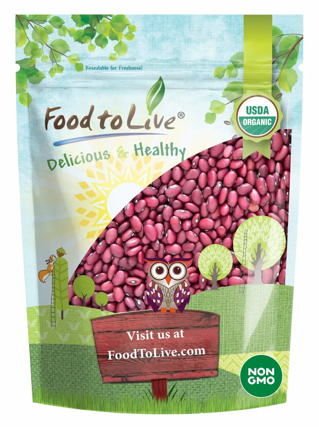 Food to Live Organic Small Red Chili Beans, 1 Pound - Non-GMO, Kosher, Vegan, Dry, Raw, Sproutable, Non-Irradiated, Bulk, Product of the USA