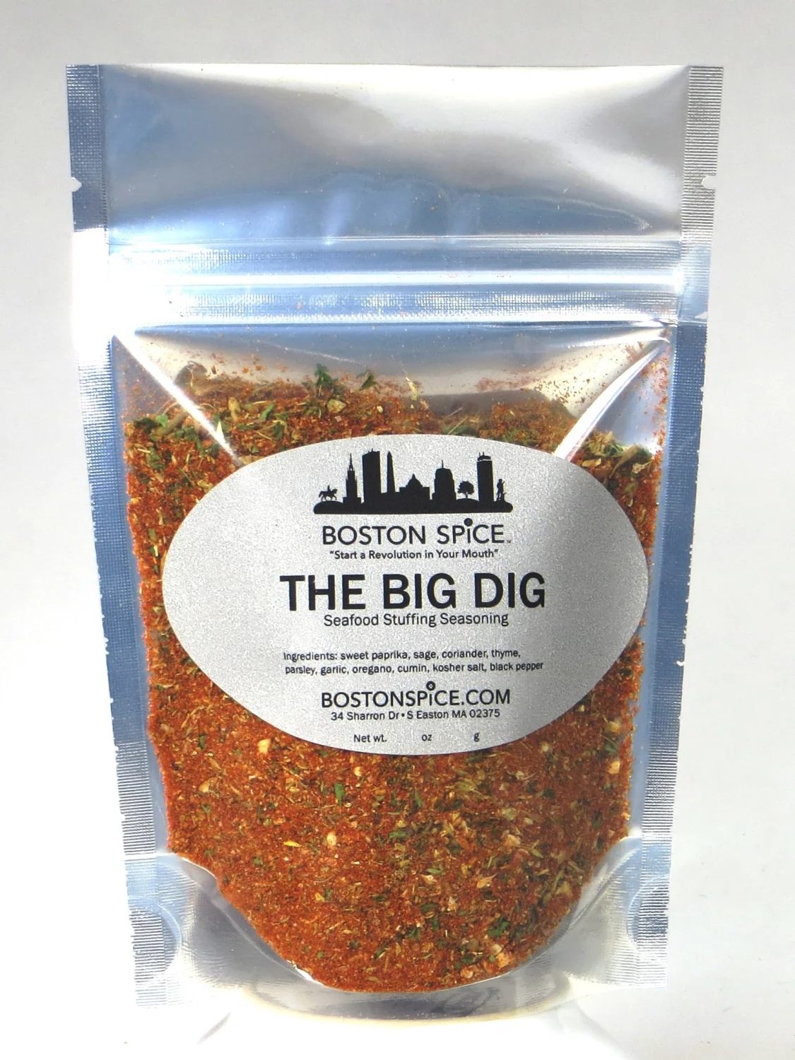 Boston Spice The Big Dig Handmade Gourmet Seafood Stuffing Seasoning Blend Stuffed Shellfish Squid Calamari Clams Quahogs Sole Oysters Fish Cod Haddock Shrimp Crab Lobster 1/4 Cup Spice 0.9oz/26g