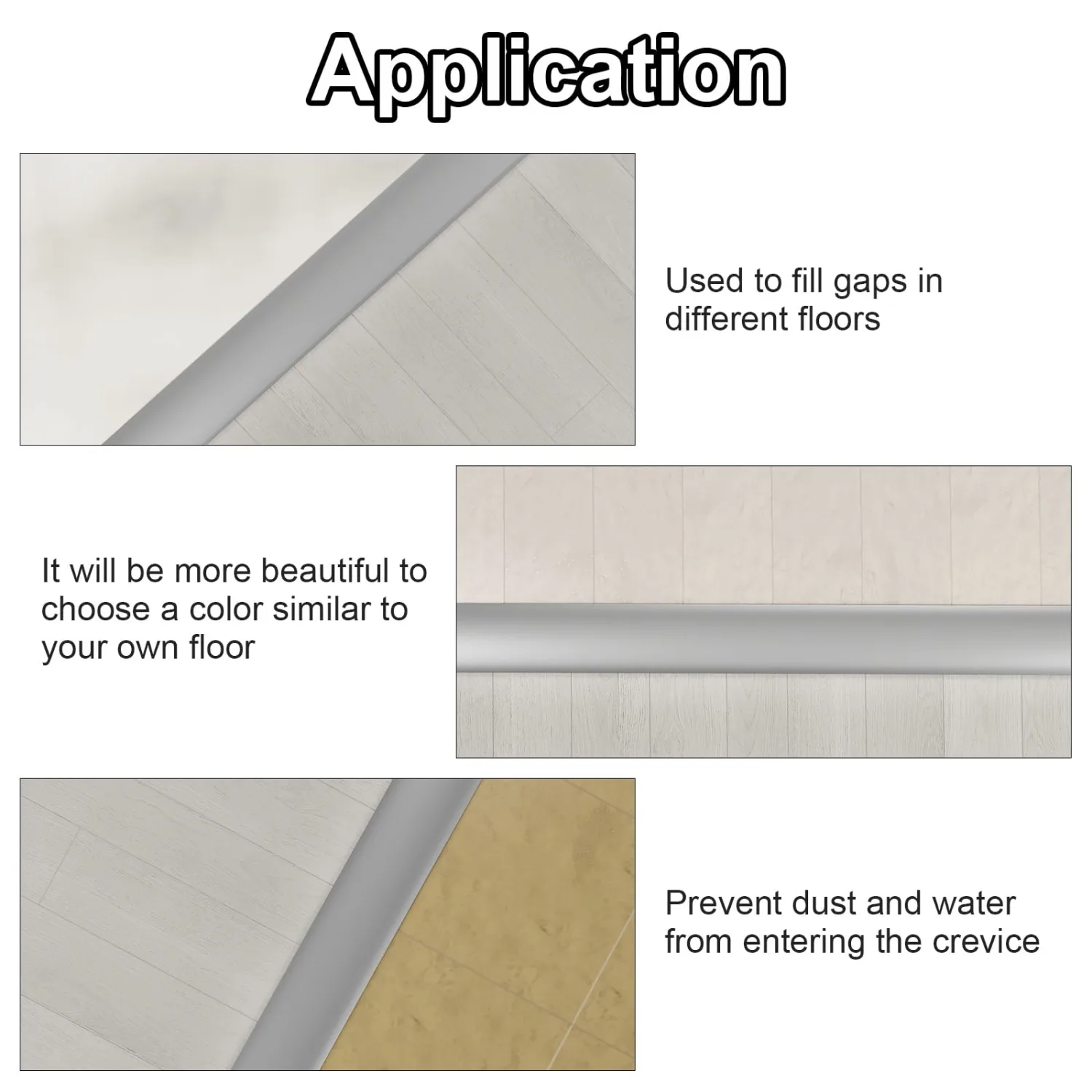 Floor Transition Strip for Carpet to Tile, Grey, 4' x 1.57"