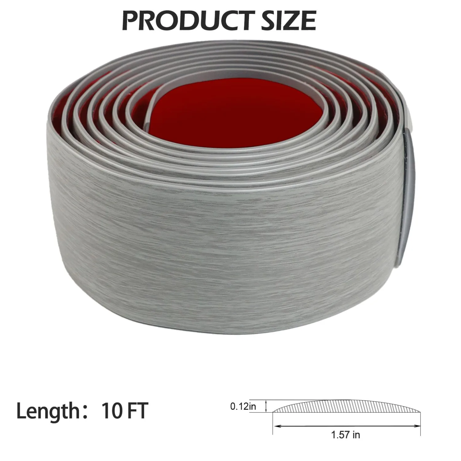Floor Transition Strip for Carpet to Tile, Greyish, 10' x 1.57"