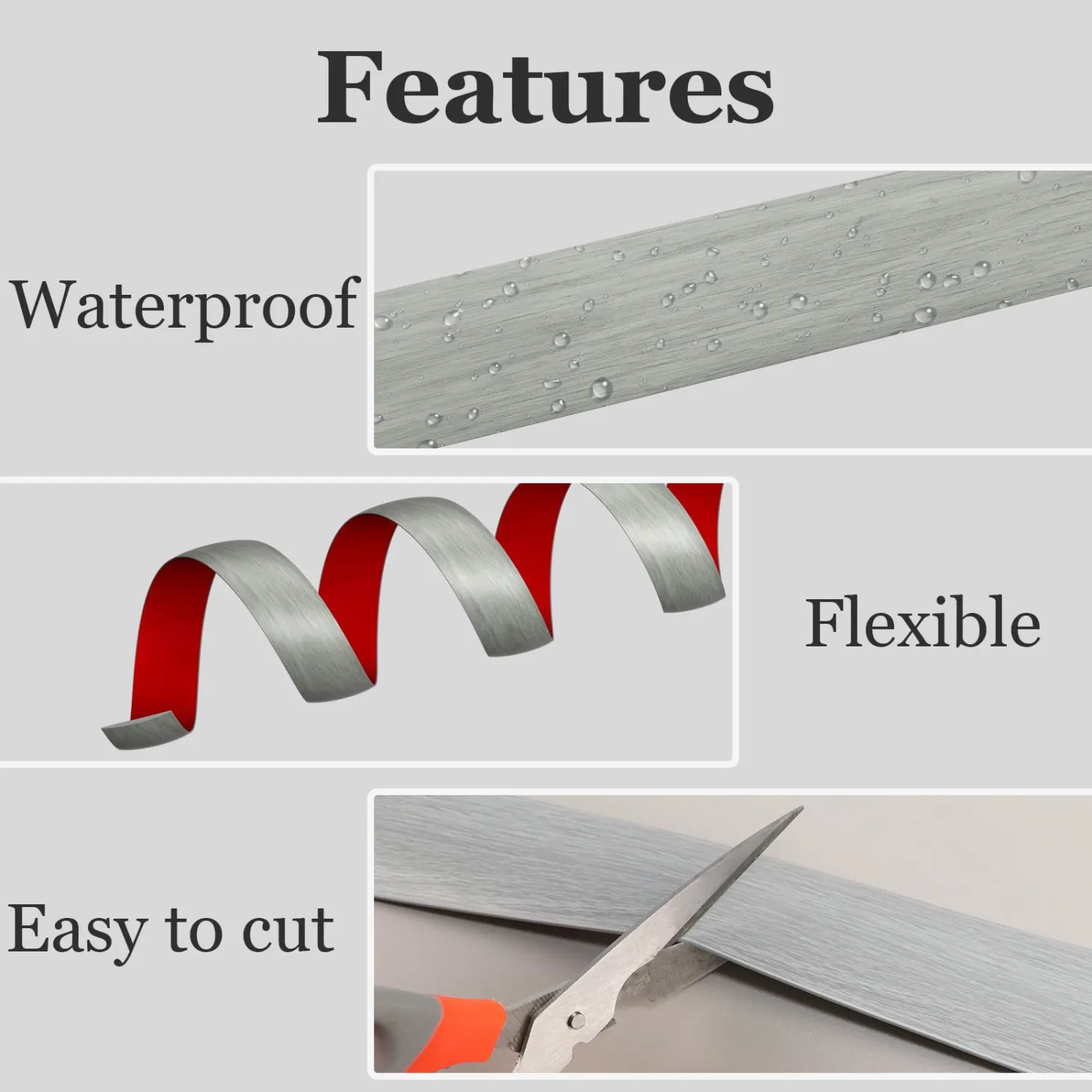 Floor Transition Strip for Carpet to Tile, Greyish, 10' x 1.57"