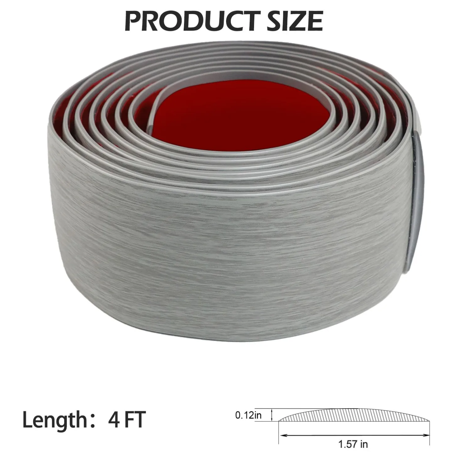 Floor Transition Strip for Carpet to Tile, Greyish, 4' x 1.57"