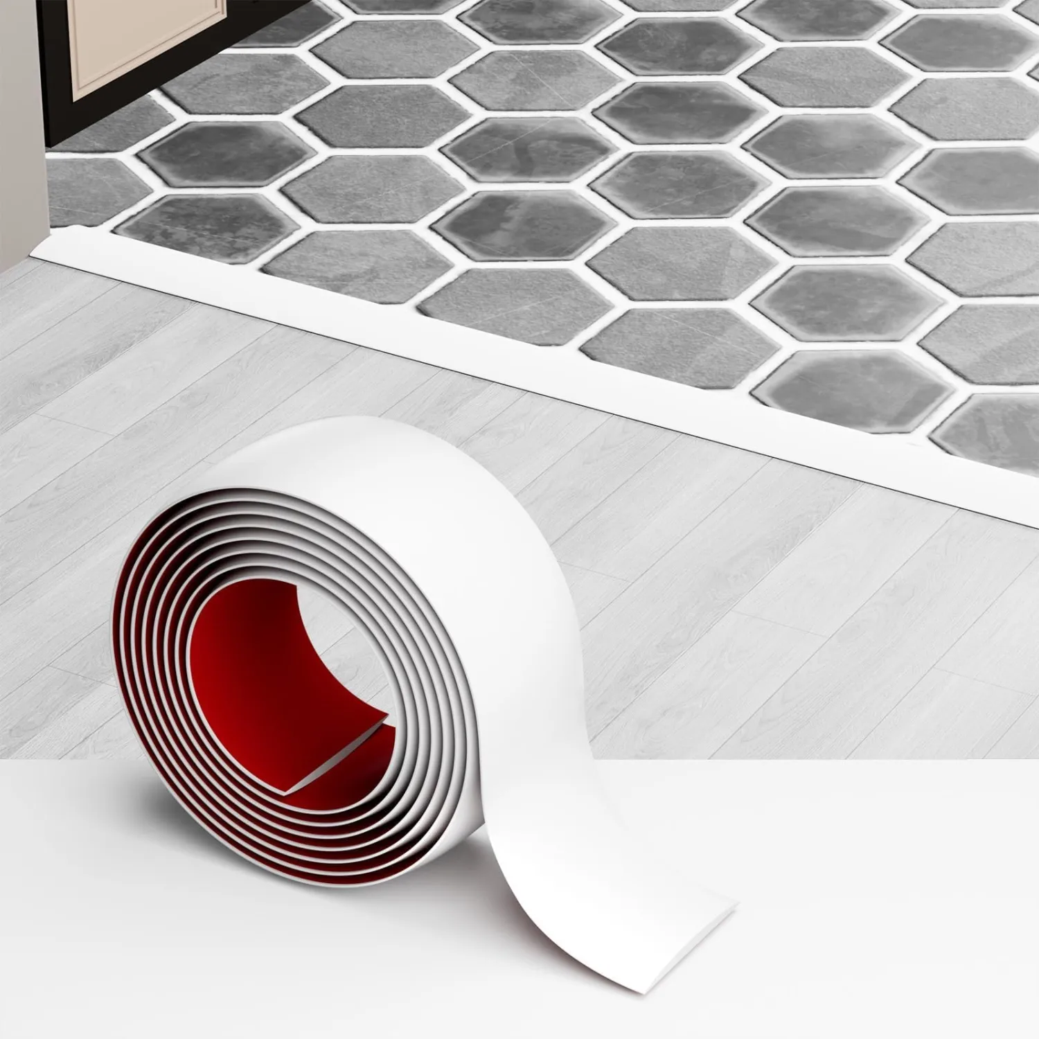 Floor Transition Strip for Carpet to Tile, White, 4' x 1.57"
