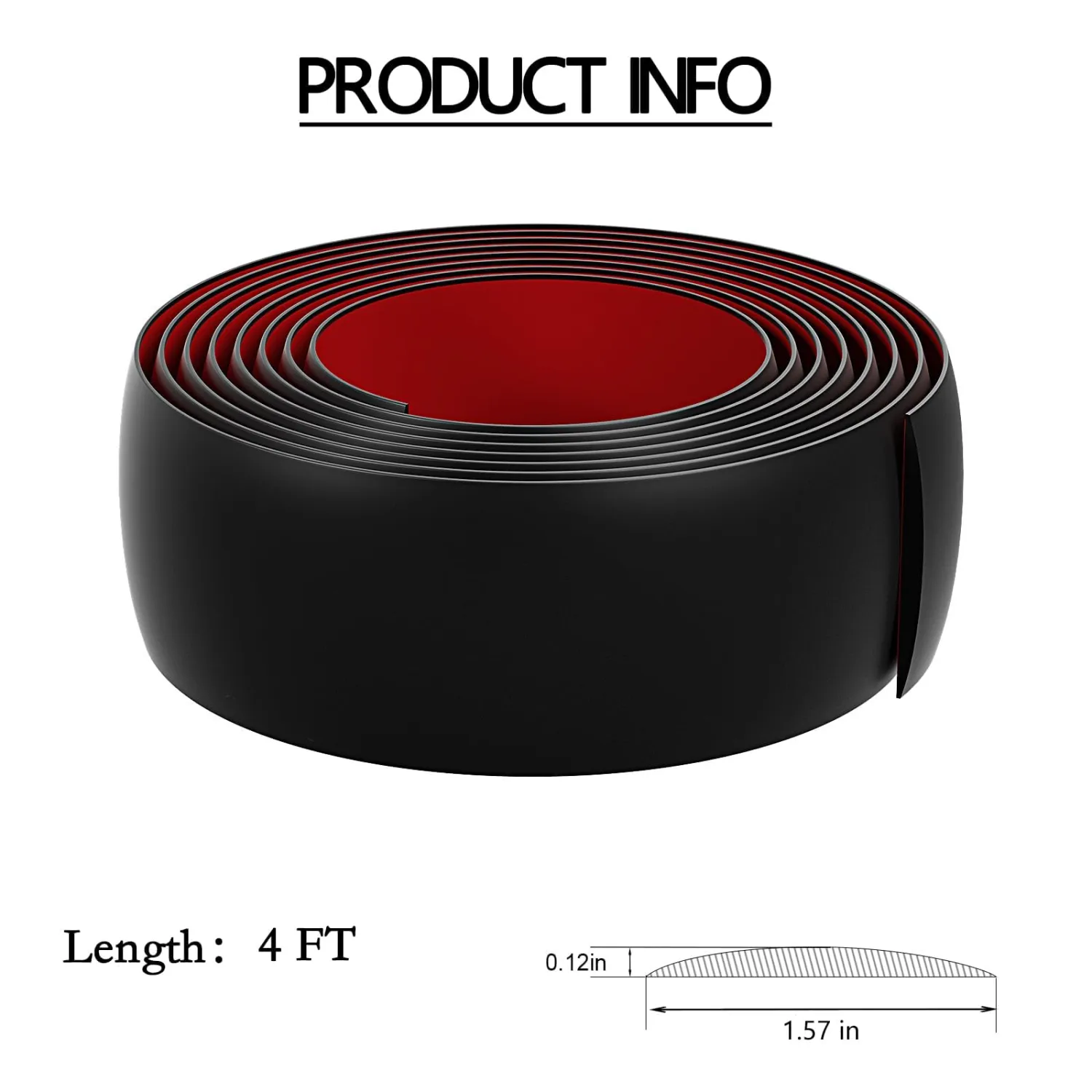 Floor Transition Strip for Carpet to Tile, Black, 4' x 1.57"
