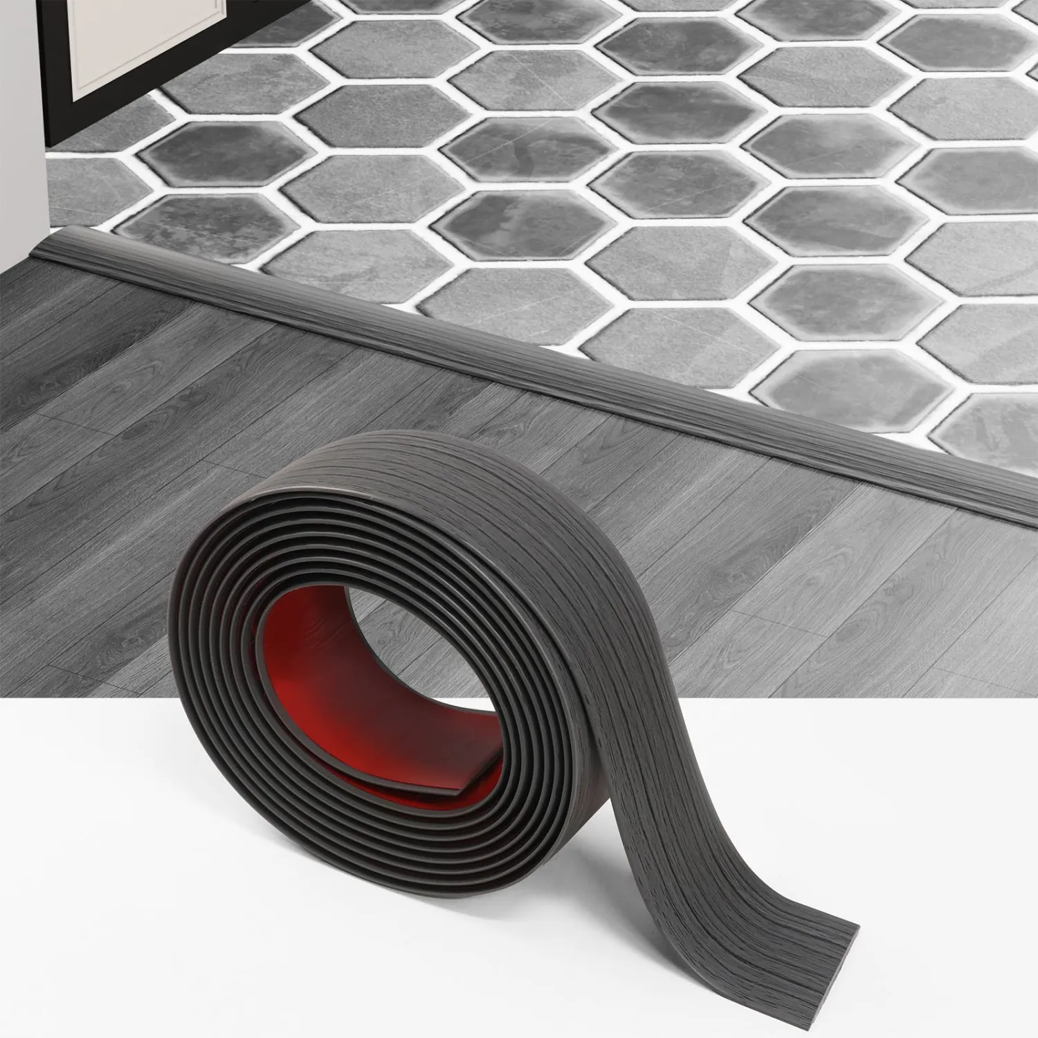 Floor Transition Strip for Carpet to Tile, Dark Grey, 4' x 1.57"