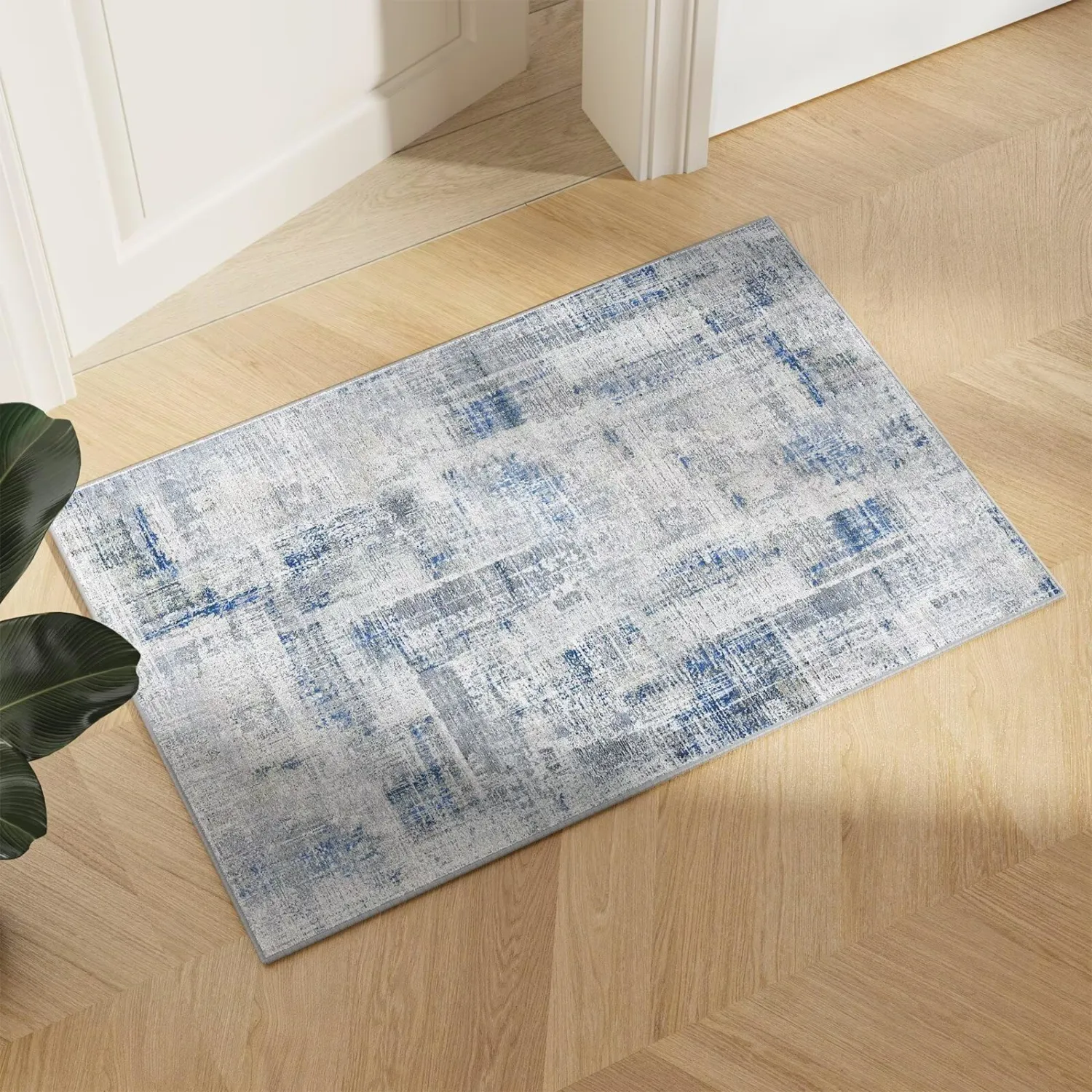 Eleisa 2x3 Entryway Area Rug, Washable Decor Carpet for Kitchen, Blue Grey