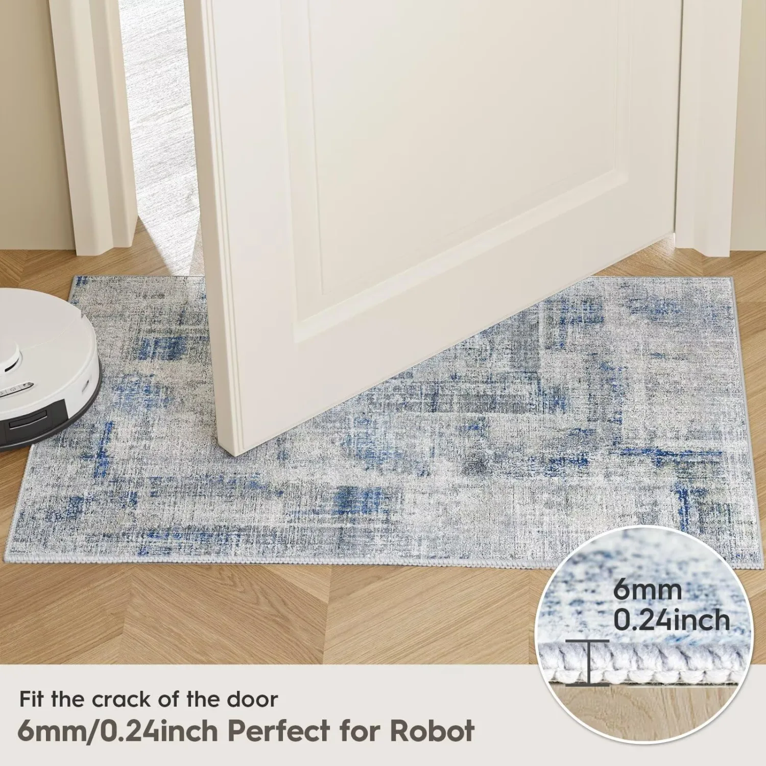 Eleisa 2x3 Entryway Area Rug, Washable Decor Carpet for Kitchen, Blue Grey