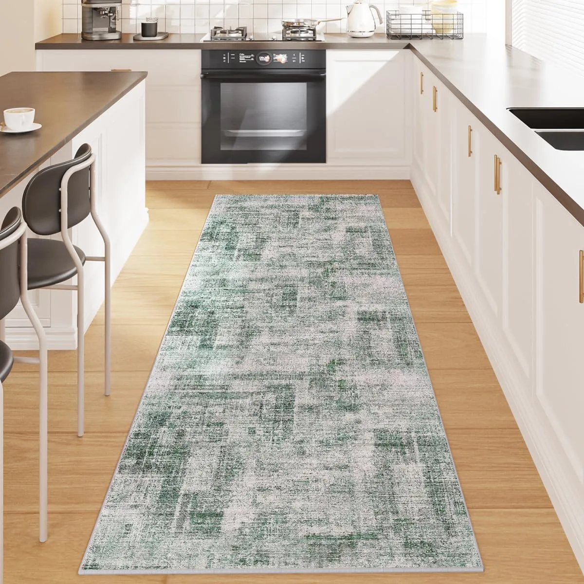 Eleisa 2x8 Area Rugs for Living Room Decor Carpet for Bedroom Green & Grey