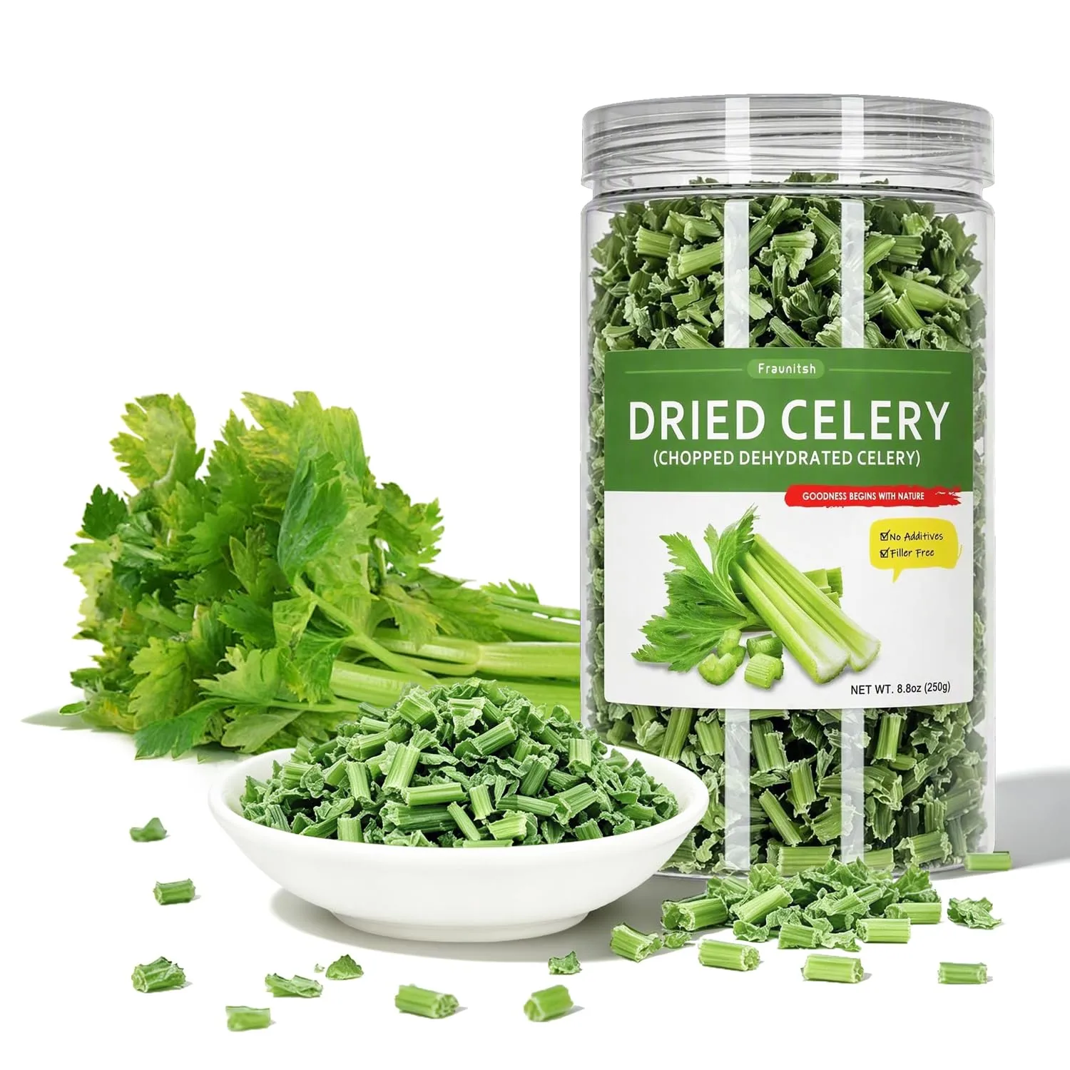 Fraunitsh Dried Celery 8.8oz, Dehydrated Diced Celery Stalks, No Additives