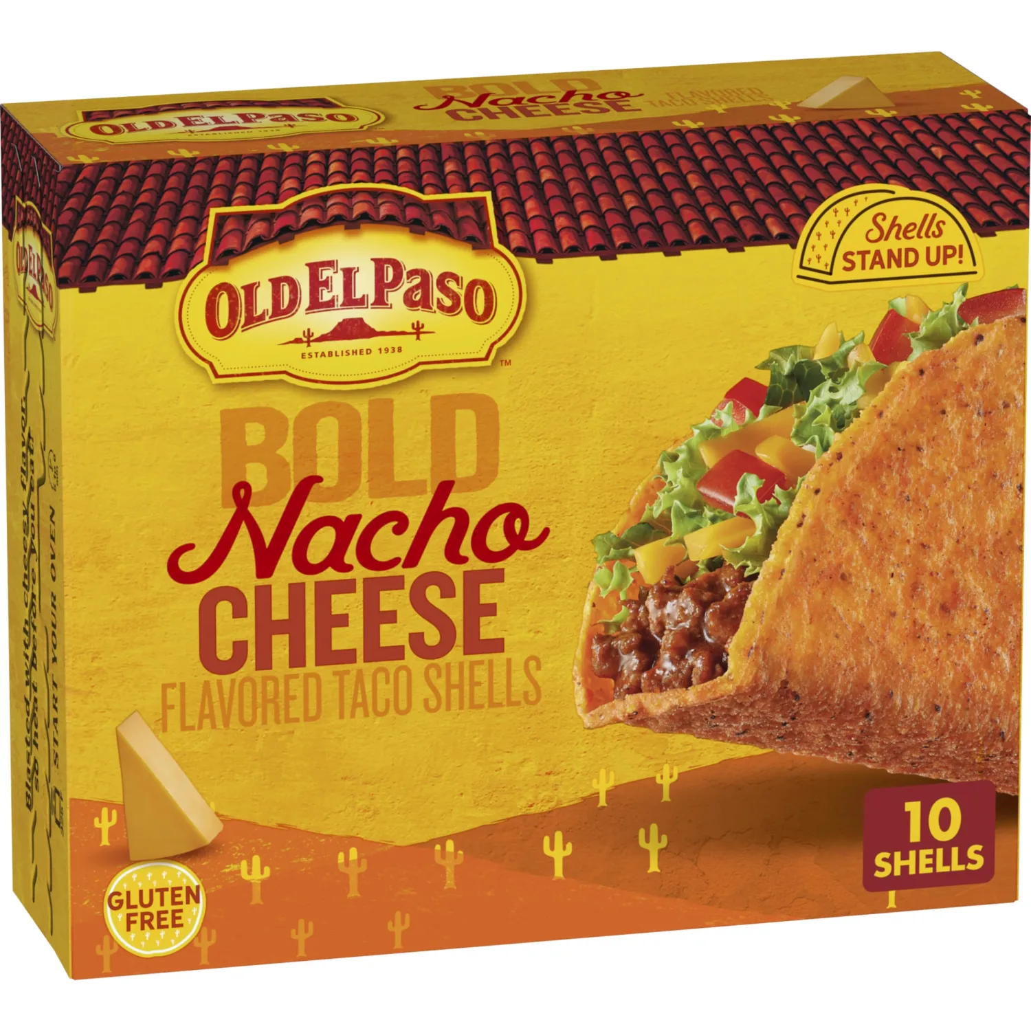 Old El Paso Nacho Cheese Stand 'N Stuff Taco Shells, 10 Ct, 5.4 oz
