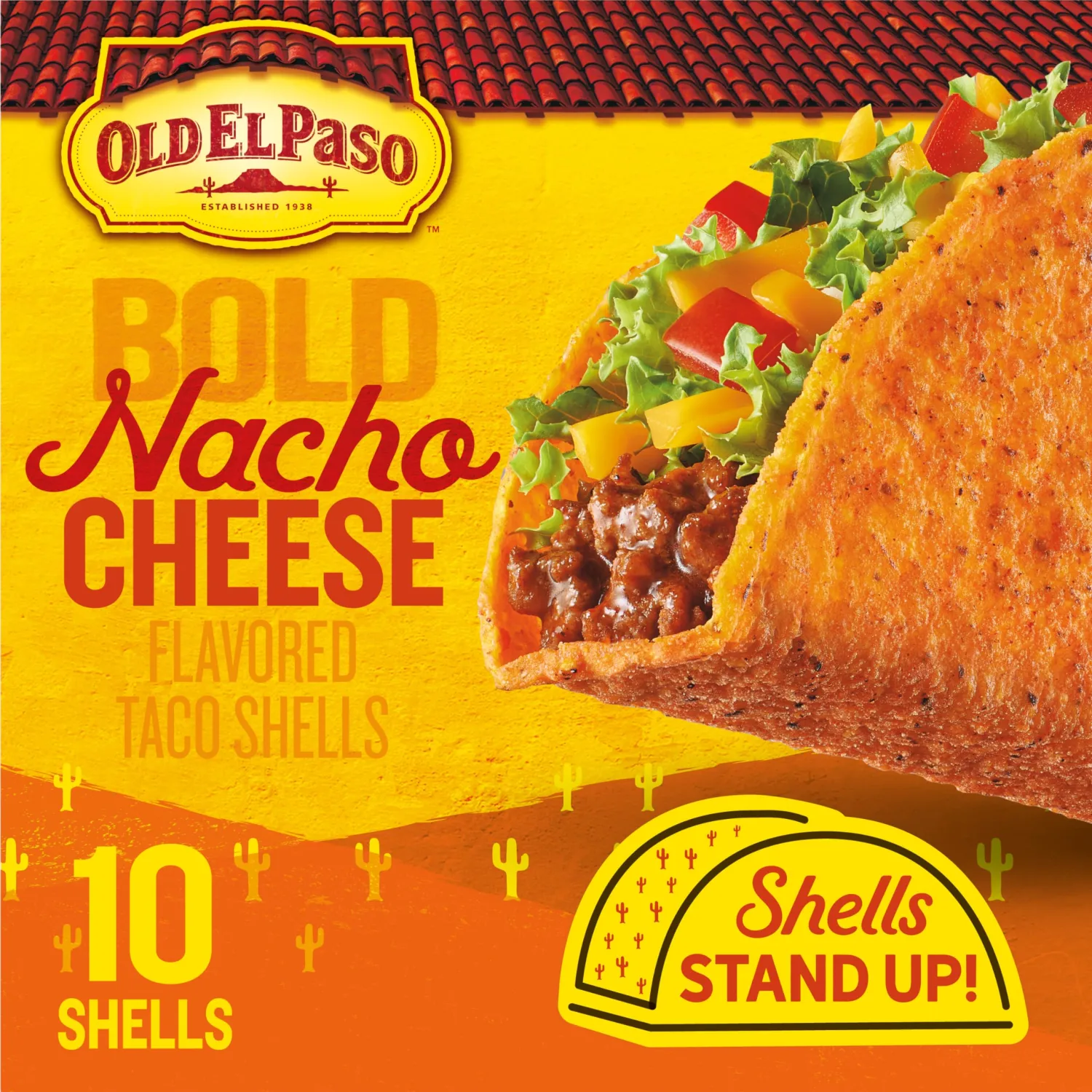 Old El Paso Nacho Cheese Stand 'N Stuff Taco Shells, 10 Ct, 5.4 oz