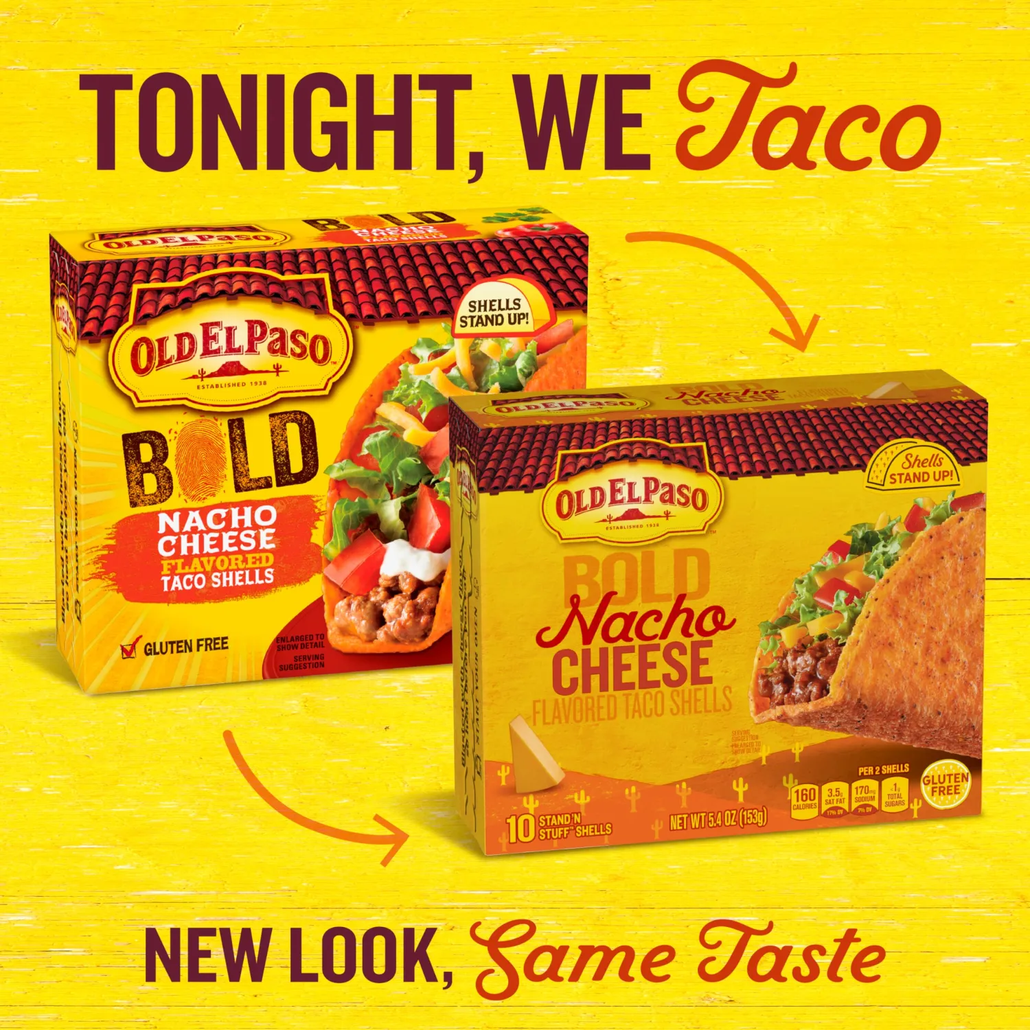 Old El Paso Nacho Cheese Stand 'N Stuff Taco Shells, 10 Ct, 5.4 oz