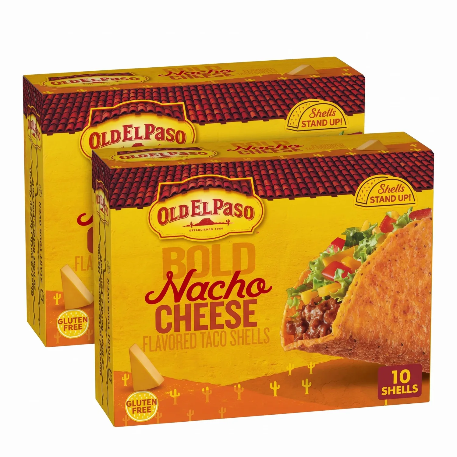 Old El Paso Stand 'N Stuff Bold Nacho Cheese Flavored Taco Shells, 10-count (Pack of 2)