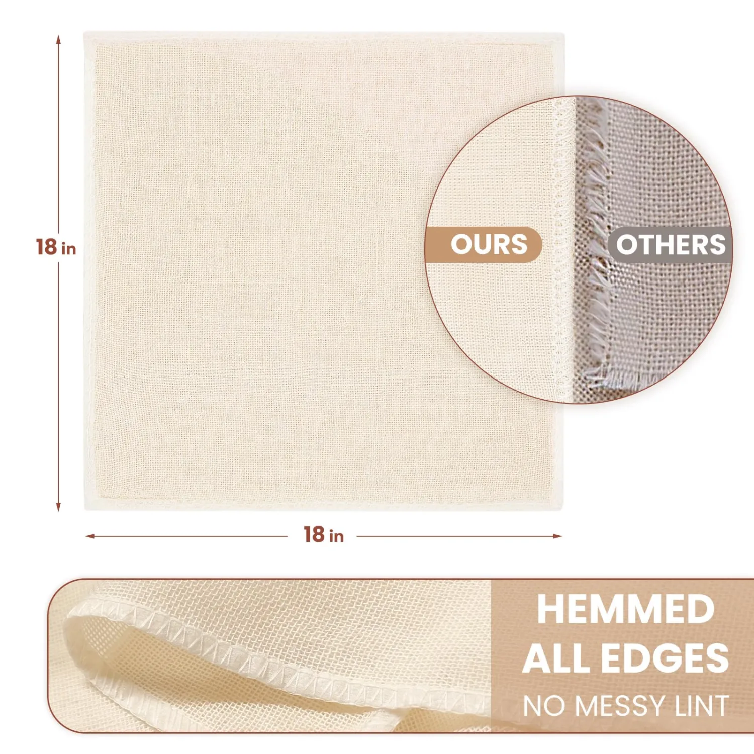 6Pcs Cheese Cloths 18x18 Inch, Grade 100 Cheesecloth for Straining