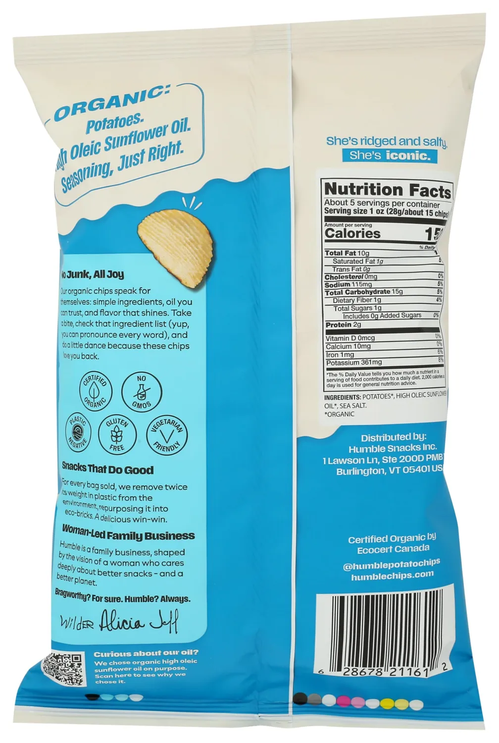 Humble Potato Chips Co Organic Sea Salt Rumbles Potato Chips, 5 OZ