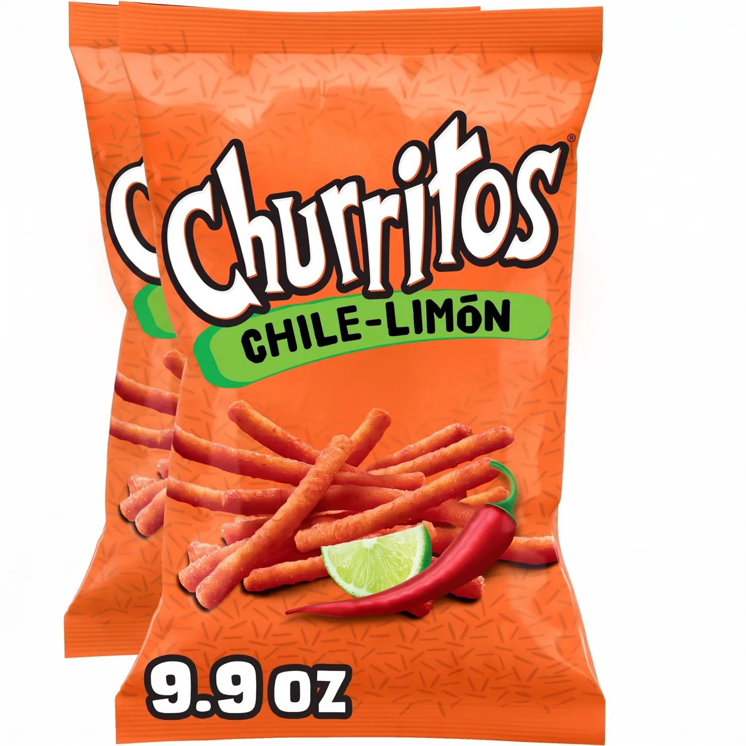 Churritos Chile‑Limón Sharing Size – Chili Pepper & Lime Spicy Corn Snack Sticks (Pack of 2)