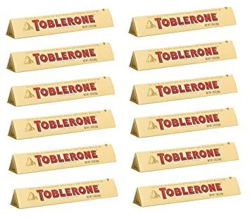 TOBLERONE SWISS MILK CHOCOLATE WITH HONEY AND ALMOND NOUGAT 12 X 100 G BARS