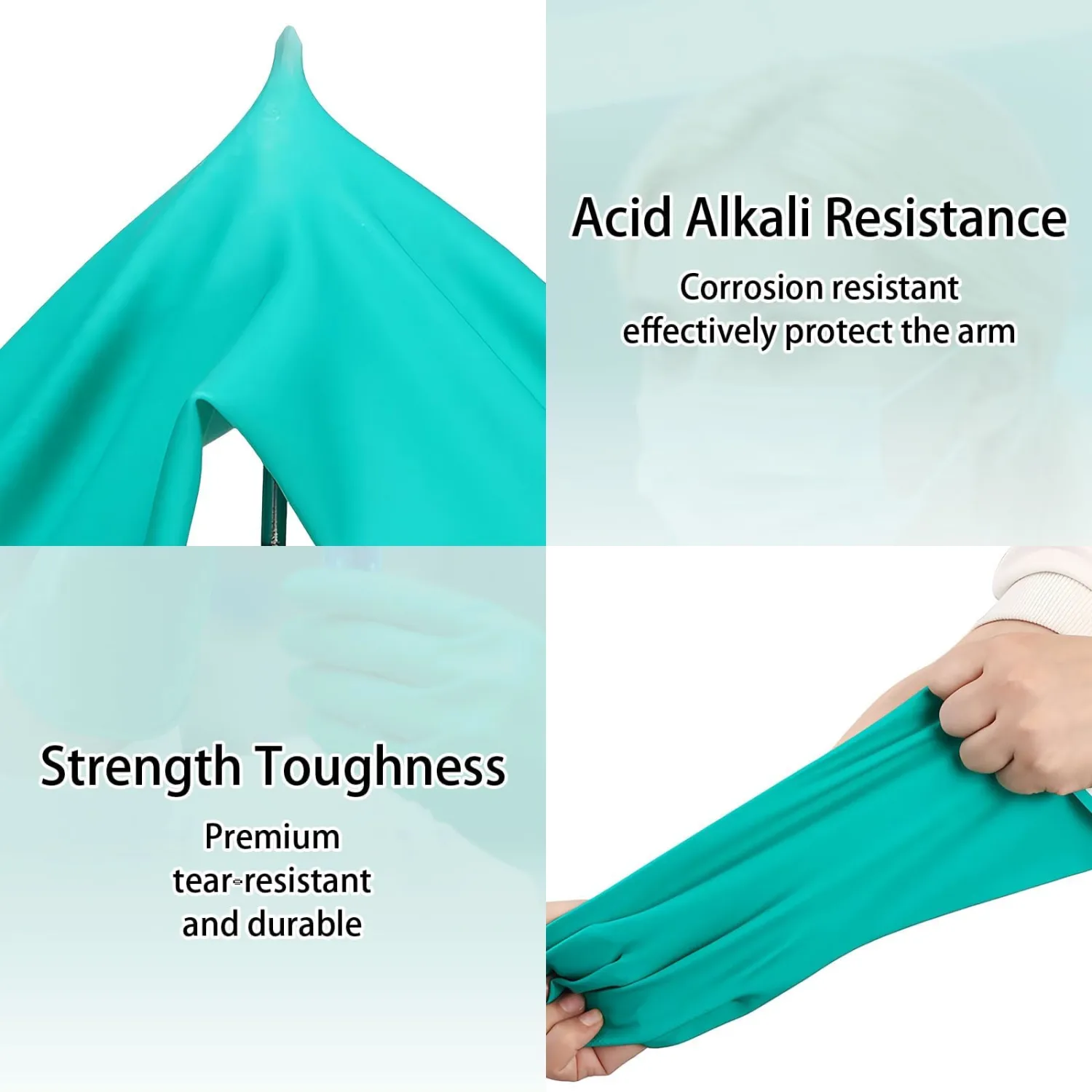 15 Mil Chemical Resistant Nitrile Gloves, Latex free Durable Cleaning Gloves, Resist Acid, Alkali, Solvent and Oil