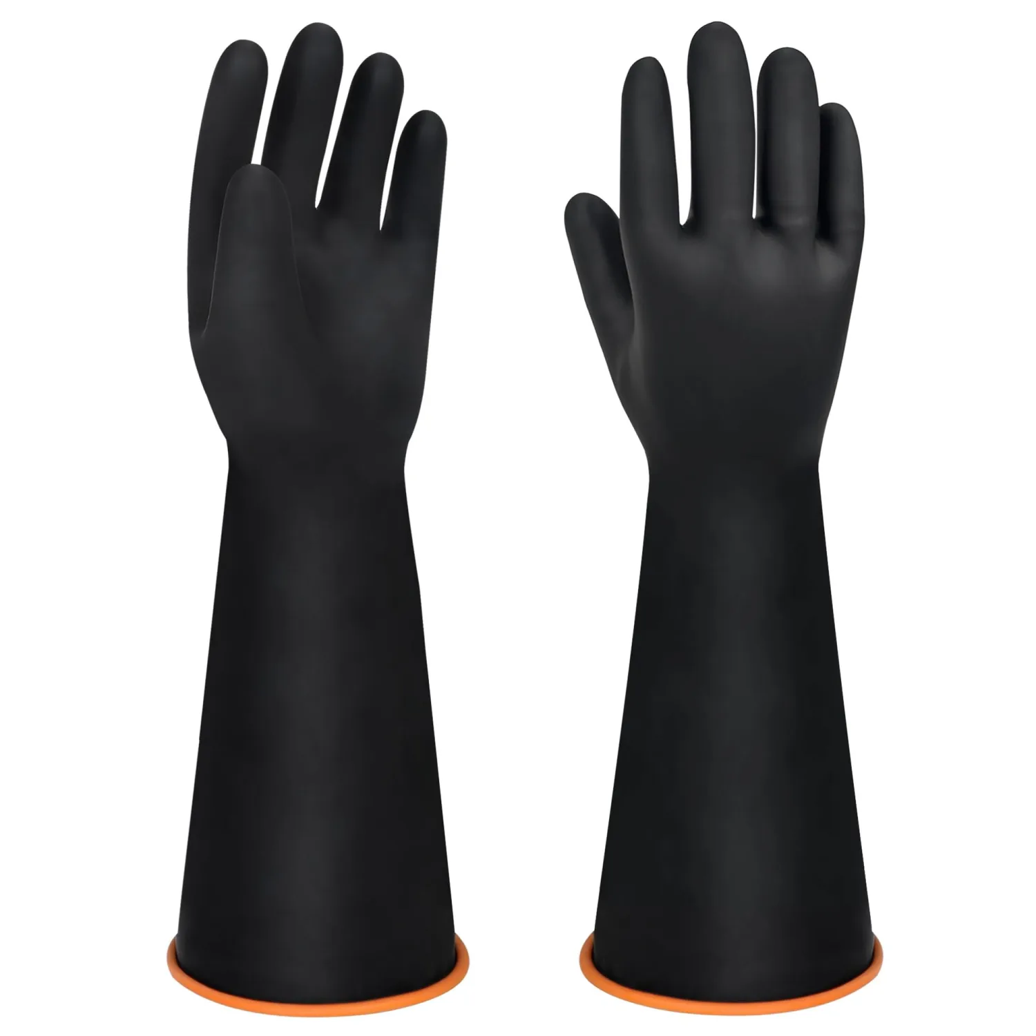 18" XL Size Latex Chemical Resistant Gloves, Heavy Duty Long Rubber Gloves