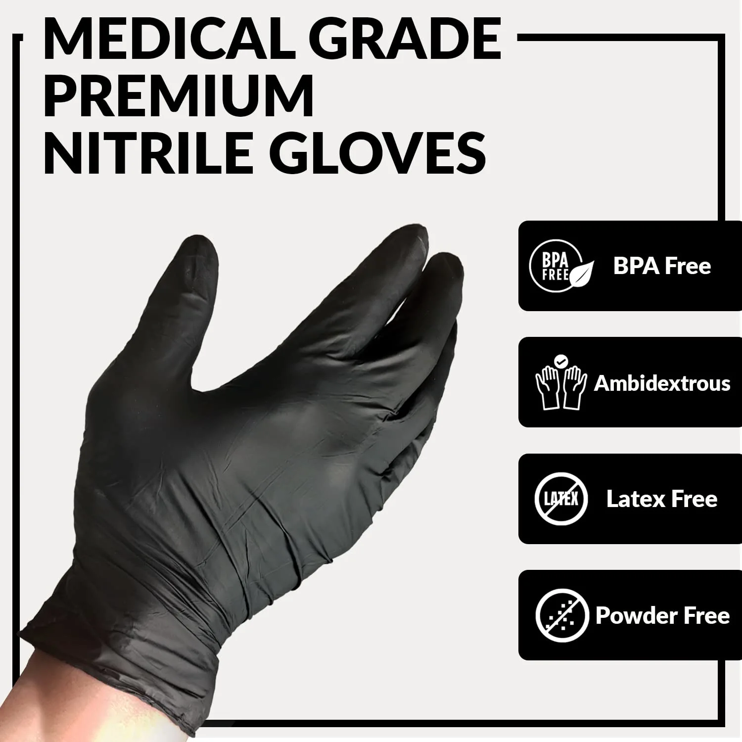 Klex Nitrile Exam Gloves - Medical Grade, Powder Free, Latex Rubber Free, Disposable, Food Safe