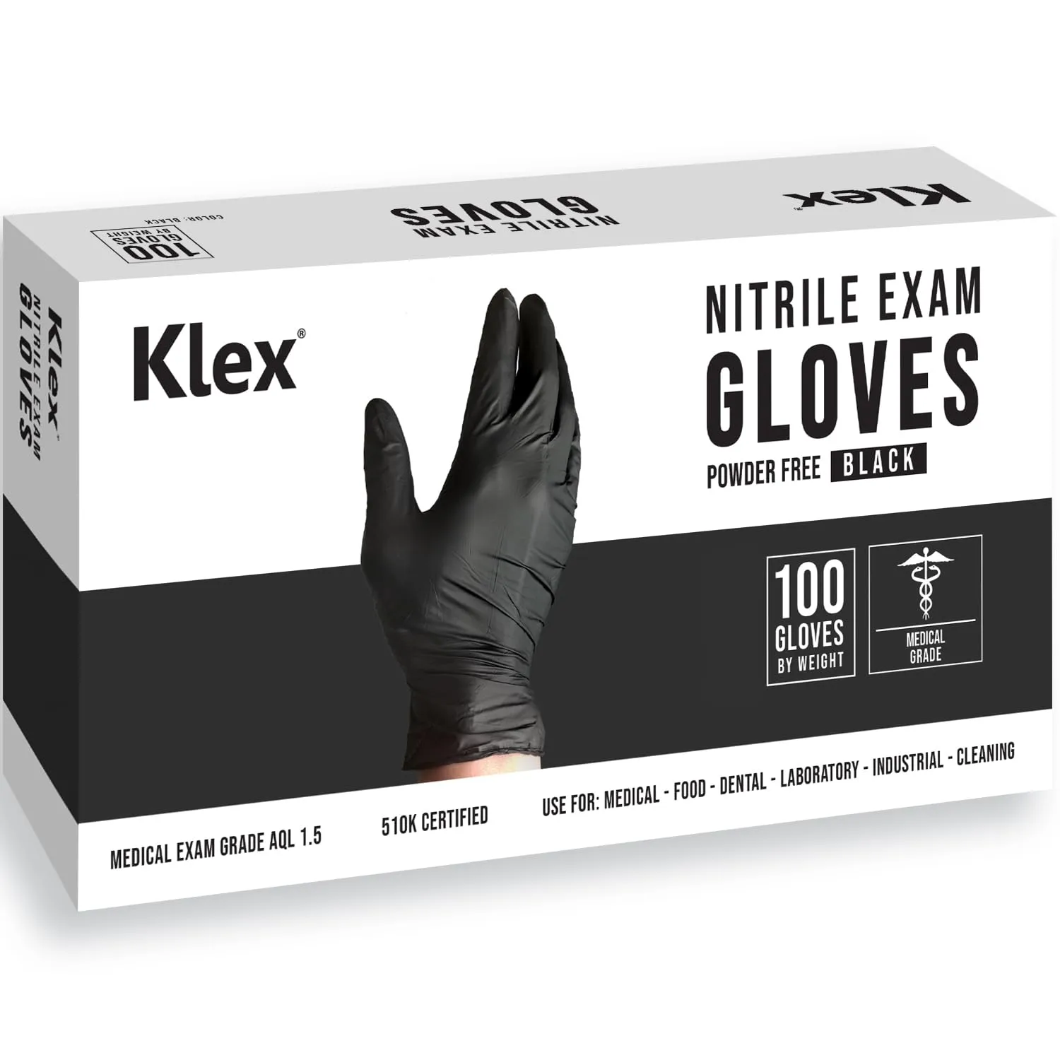Klex Nitrile Exam Gloves - Medical Grade, Powder Free, Latex Rubber Free, Disposable, Food Safe