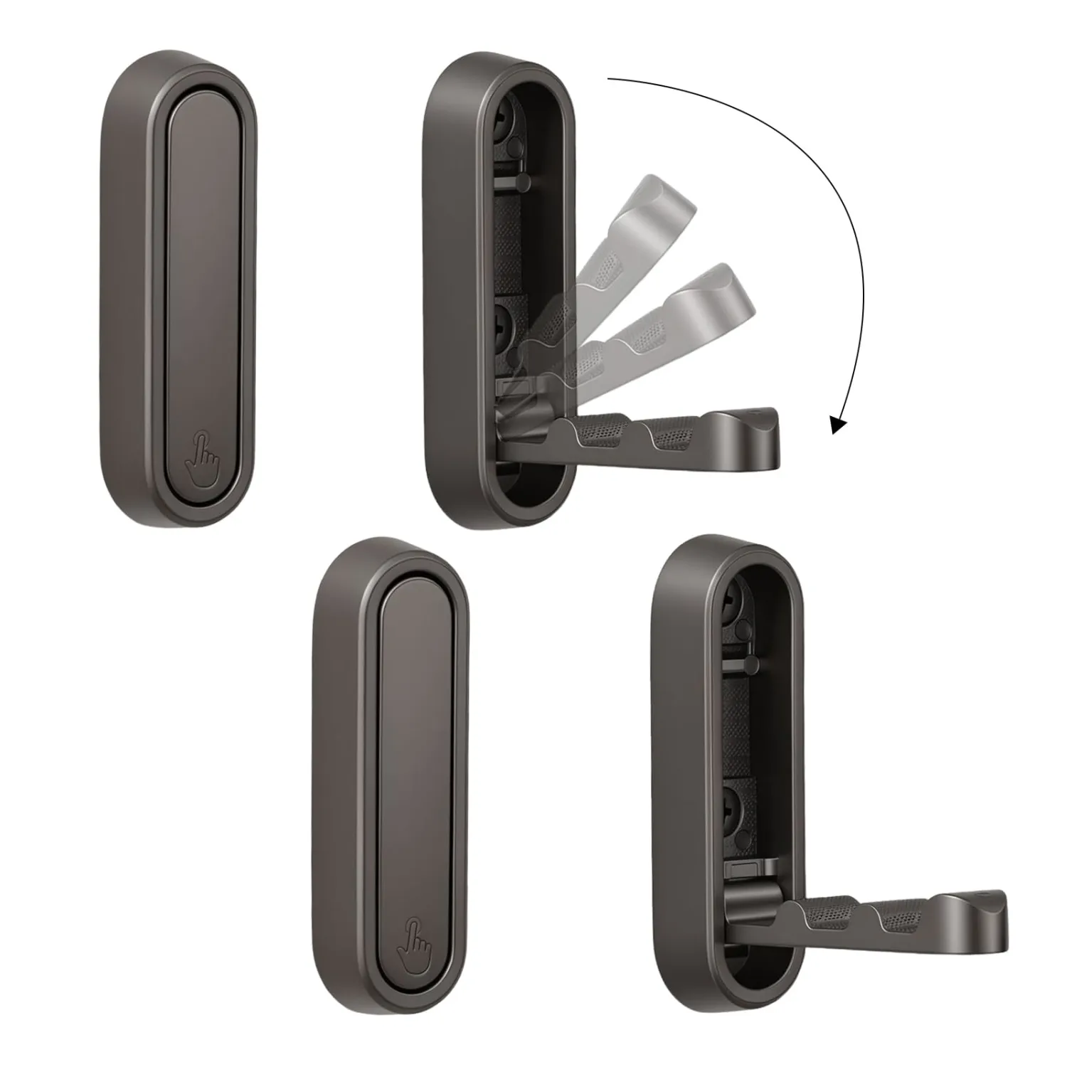 Dntorx Folding Wall Hooks, 2 Pack, Grey, Zinc Alloy, Heavy Duty Coat Hooks