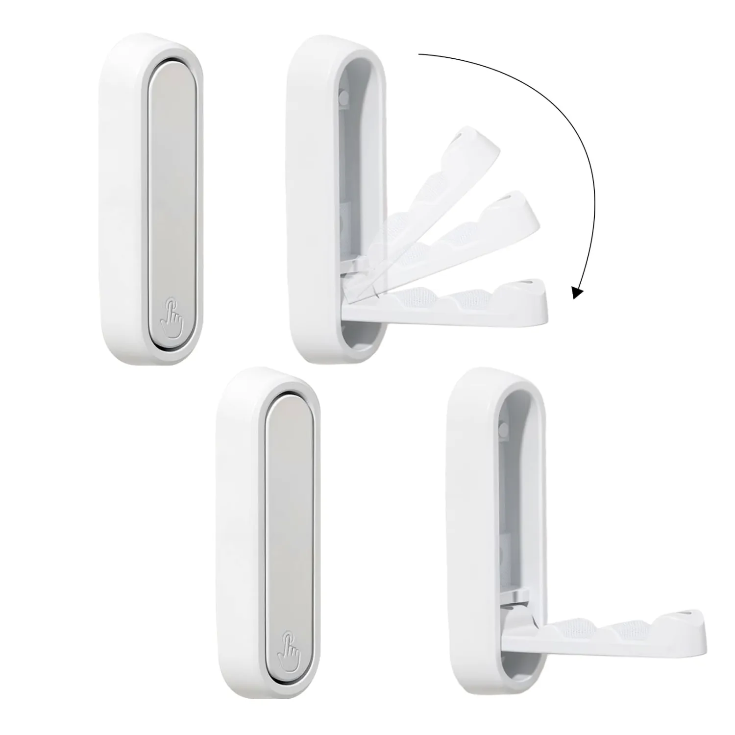 Dntorx Folding Wall Hooks, 2 Pack, White, Zinc Alloy, Heavy Duty Coat Hooks