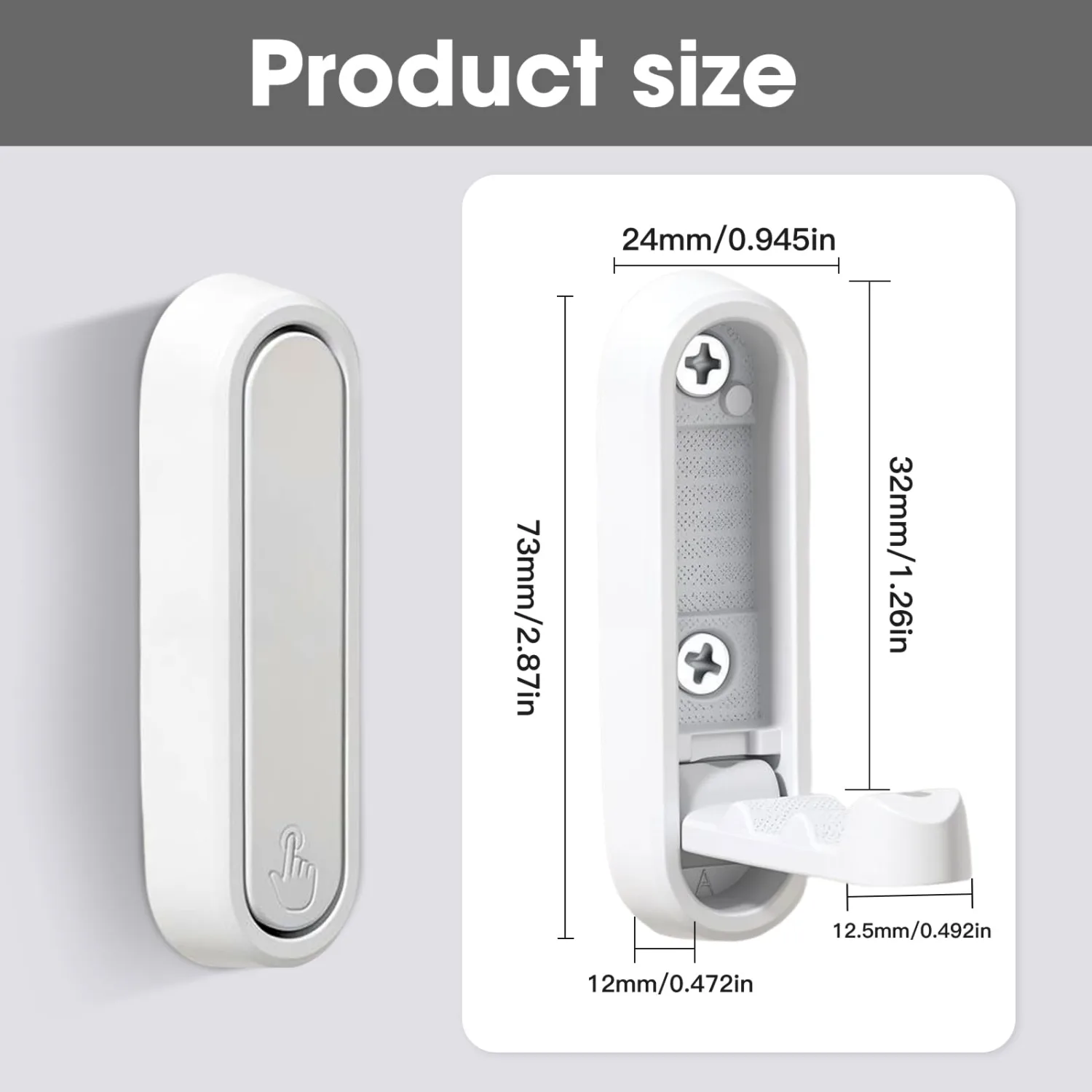 Dntorx Folding Wall Hooks, 2 Pack, White, Zinc Alloy, Heavy Duty Coat Hooks