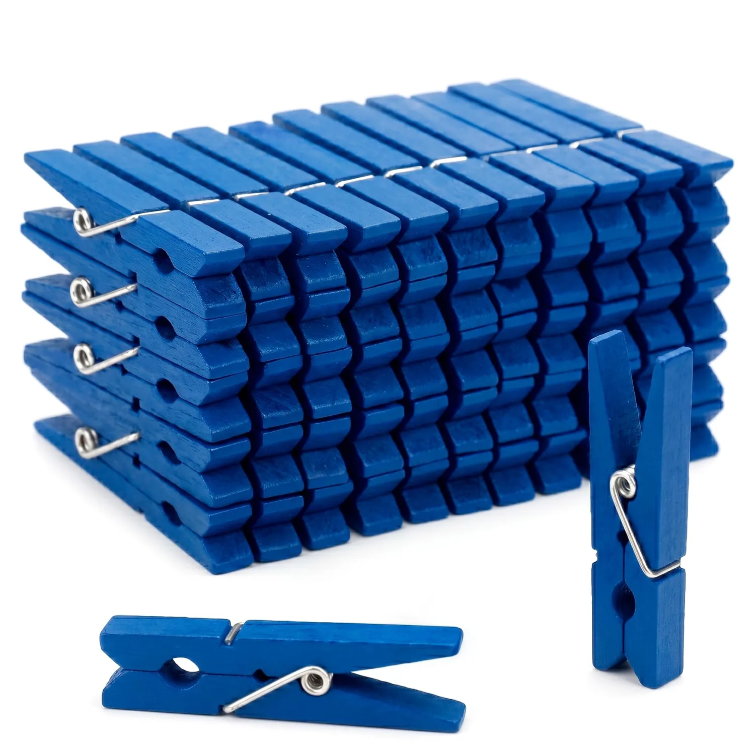 Wooden Clothes Pegs, 50 Pack, Rust-Resistant Coil, Laundry Clips