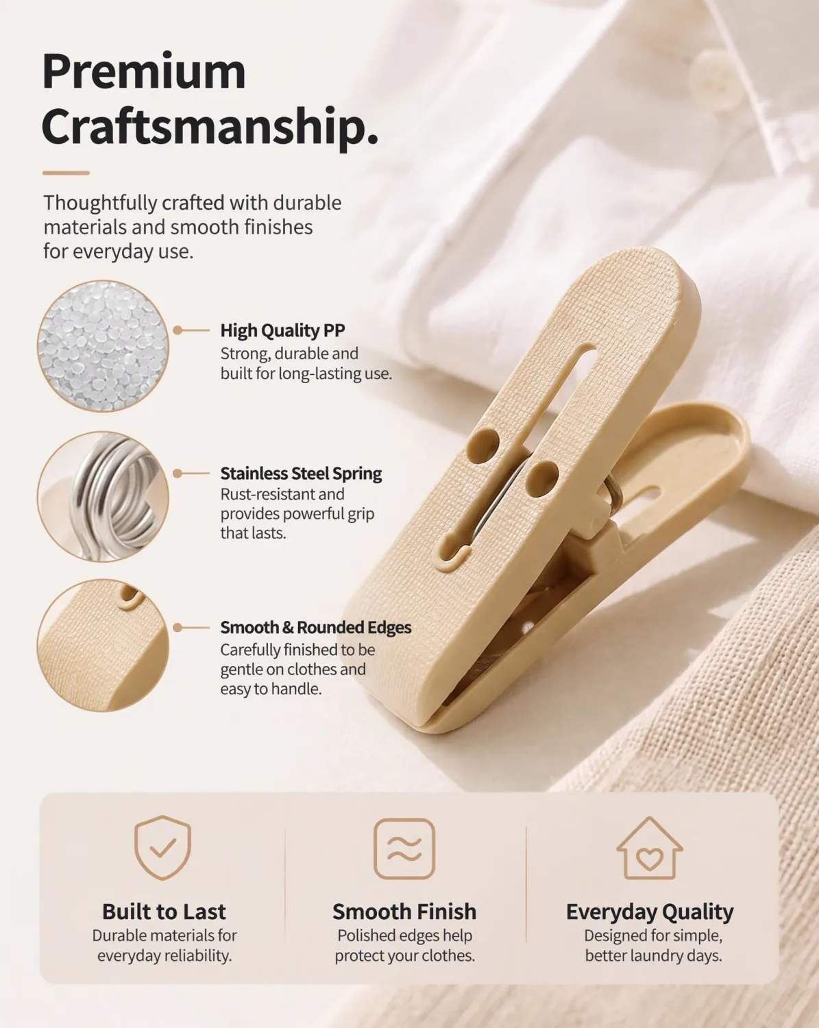 Clothespin Set with Mesh Peg Bag, 60 Laundry Clips