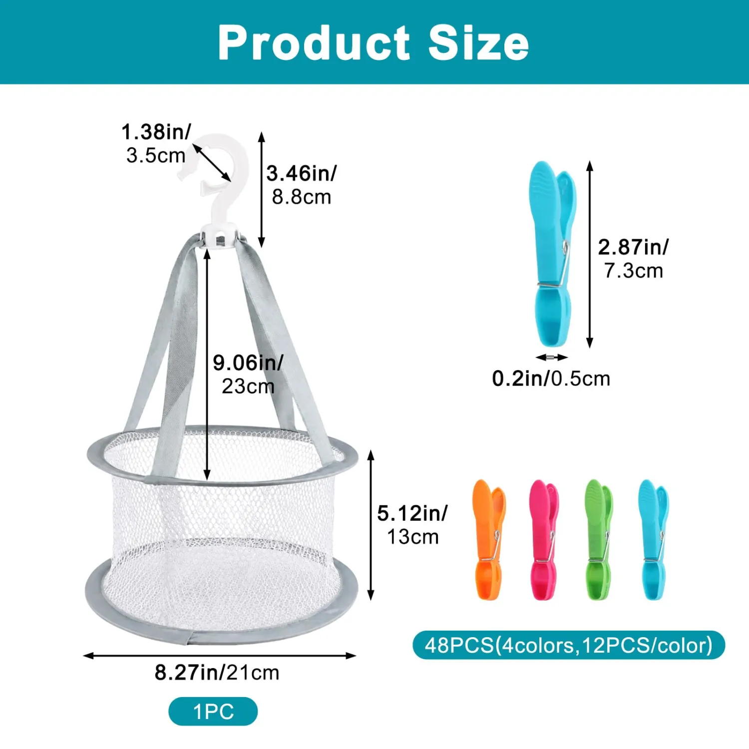 48 Pcs Plastic Clothes Pins, Colorful Non-Slip Laundry Clips with Springs