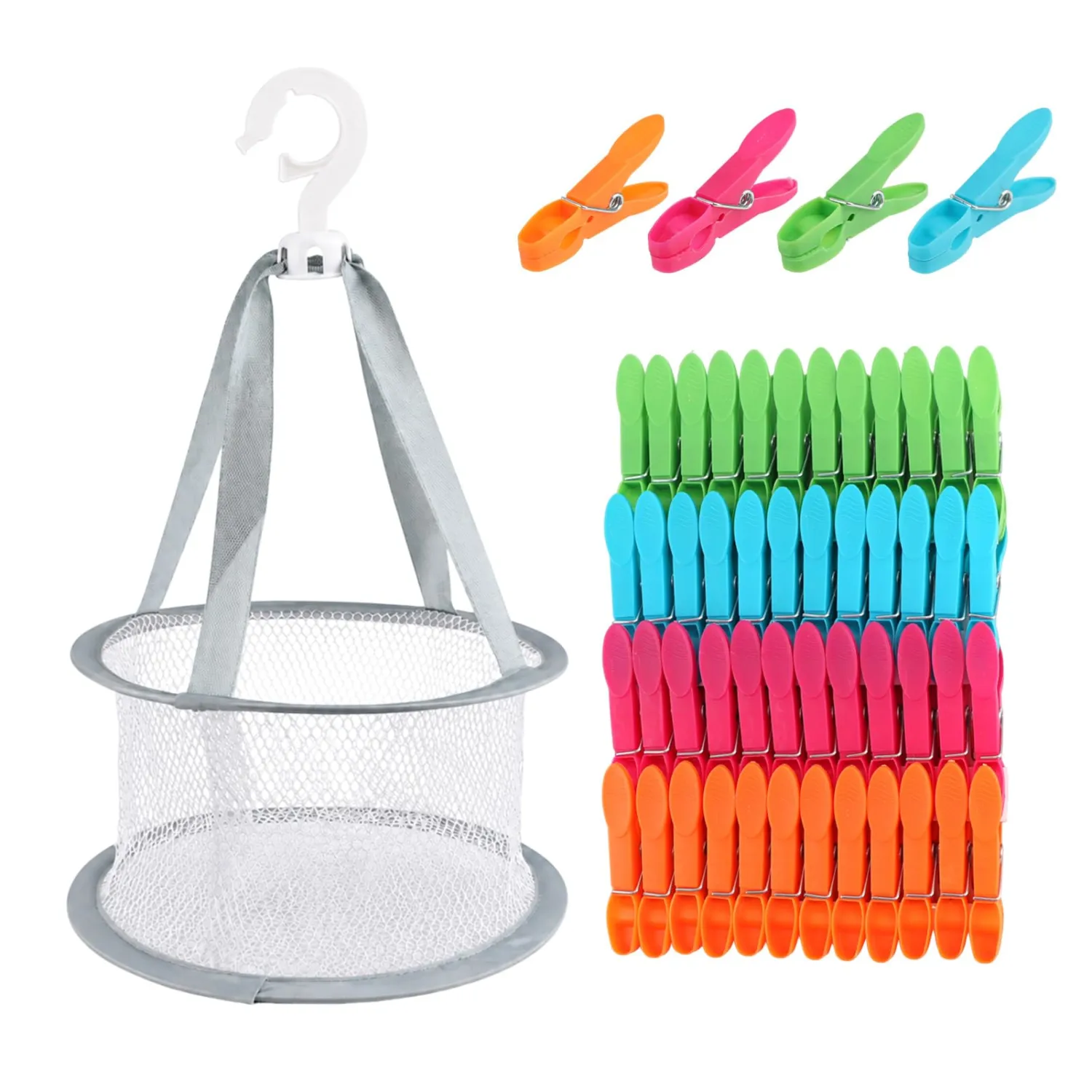 48 Pcs Plastic Clothes Pins, Colorful Non-Slip Laundry Clips with Springs