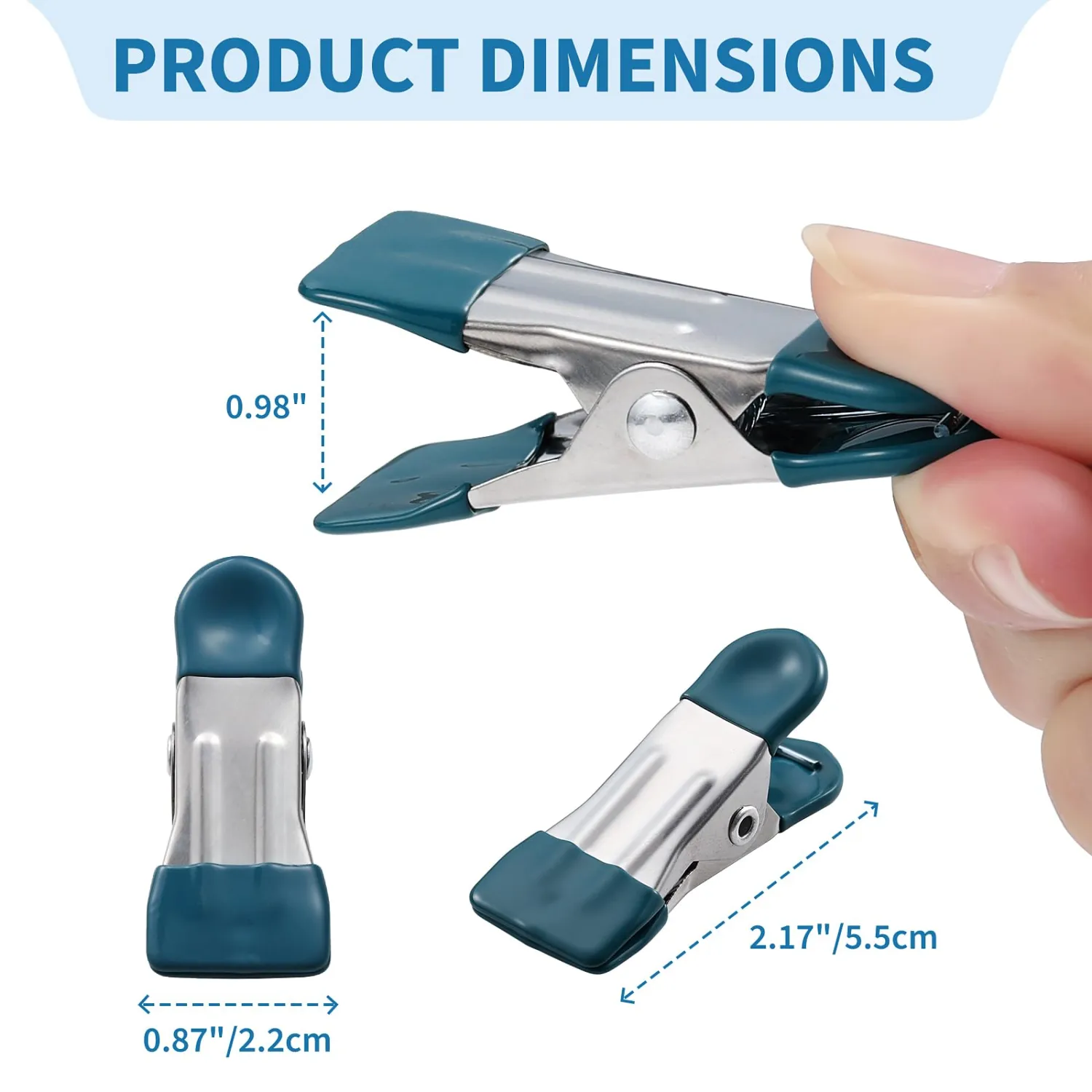 Clothes Pins Heavy Duty Out Door 20 Pack,Chip Clips 2.17 Inch, Bag Clips, Clothespins,Chip Clips Bag Clips Food Clips for Laundry, Bag Clips for Food Clips for Hanging Stainless Steel(Colored)