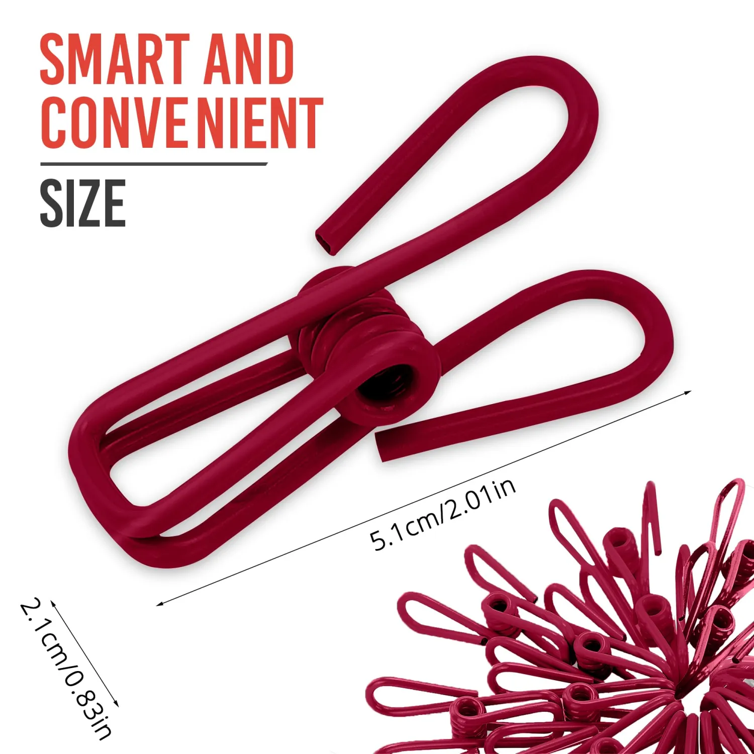 30 Pack Red Chip Bag Clips for Food - PVC 2 Inch Coated Sealer for Sealing Food - Paper Holder, Clothesline Clip for Laundry Hanging, Kitchen Bags, Multipurpose Clothes Pins