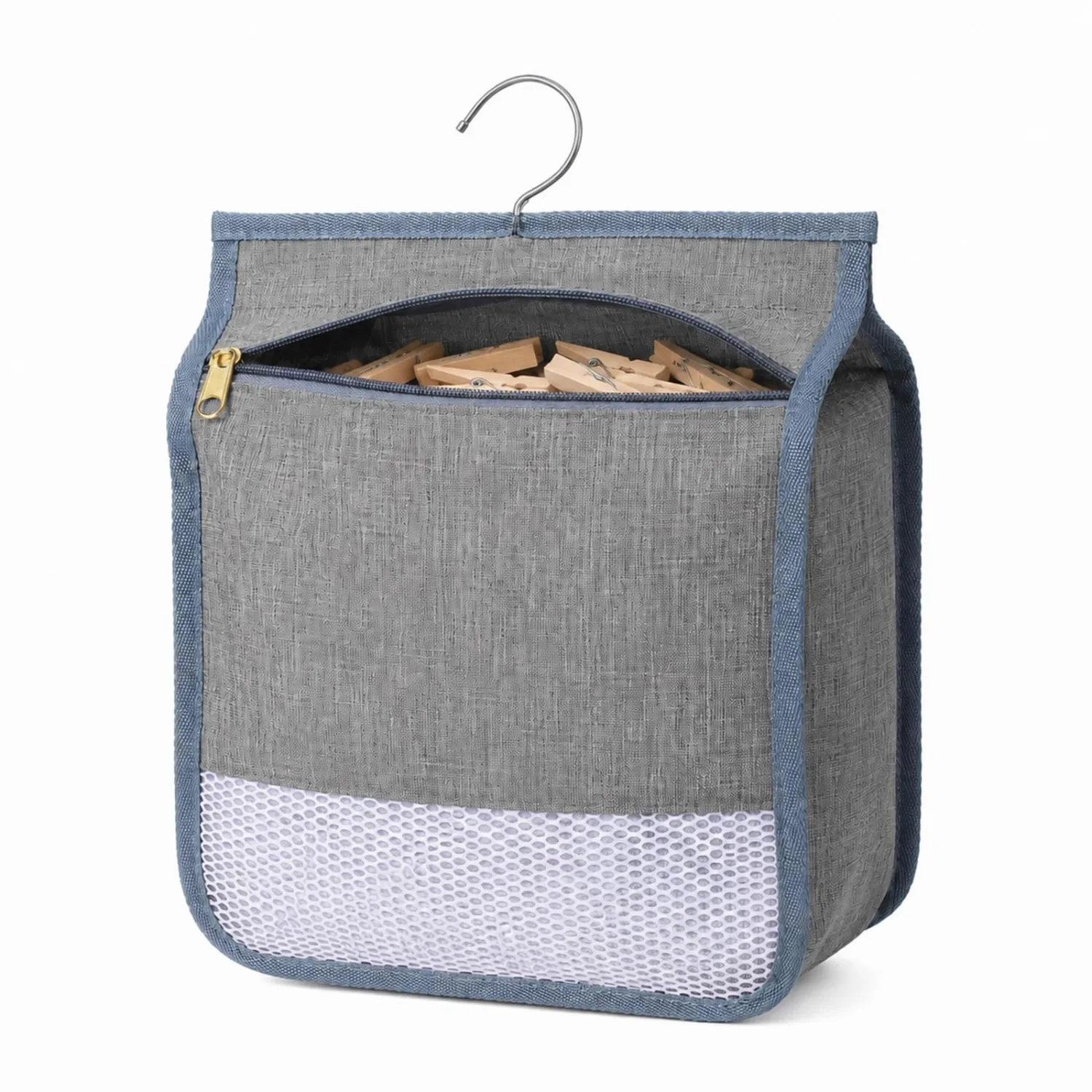 Laundry Clothespin Bag for Clothesline Outdoor wIth Zipper Closure