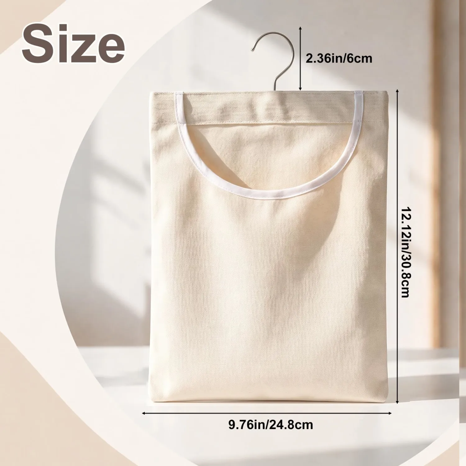 Laundry Clothespin Bag, 12 x 10 Inch Canvas Clothes Pin Hanging Bags
