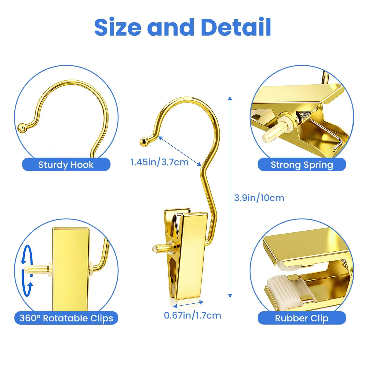 Senbowe 20 Pack Gold Boot Clips for Closet, Hanging Clips Clothes Pins