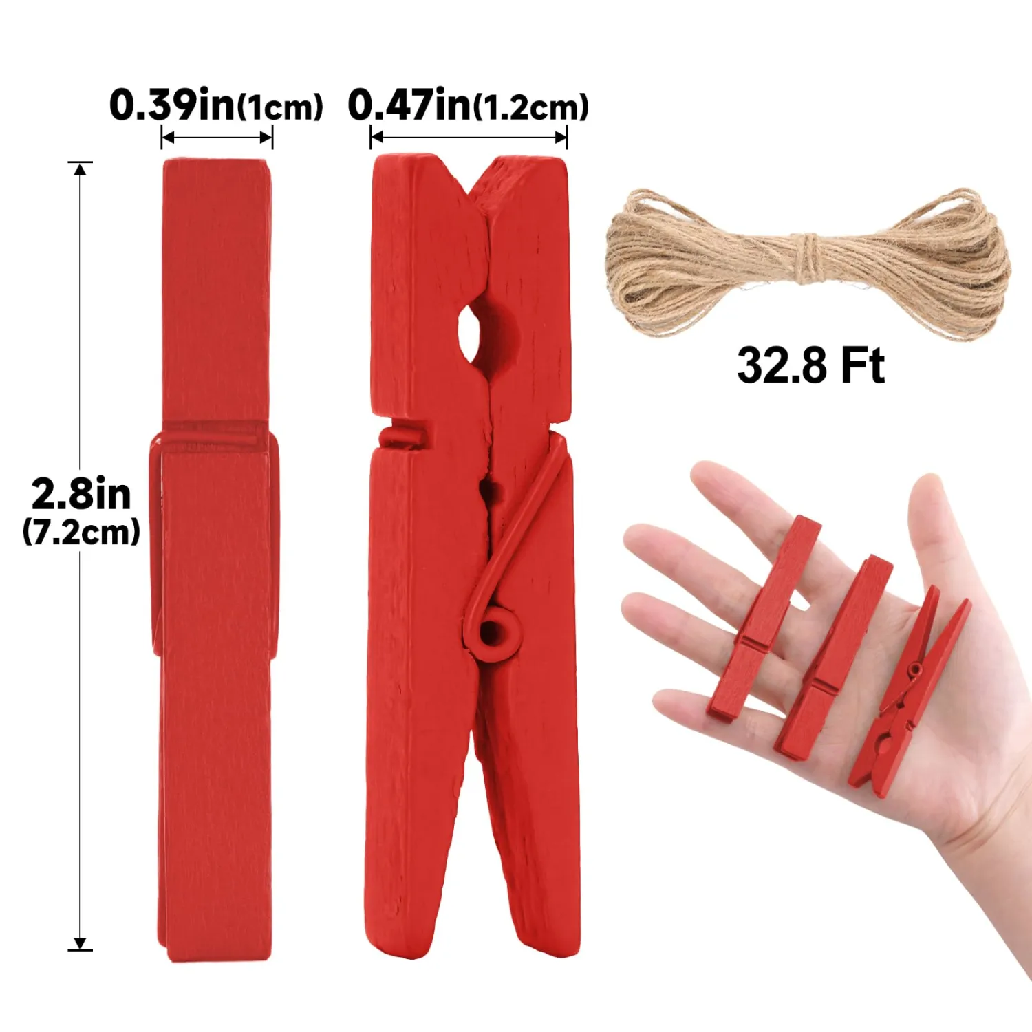 jijAcraft 50 Pcs Large Clothes Pins - 2.9 Inch Wooden Clothespins