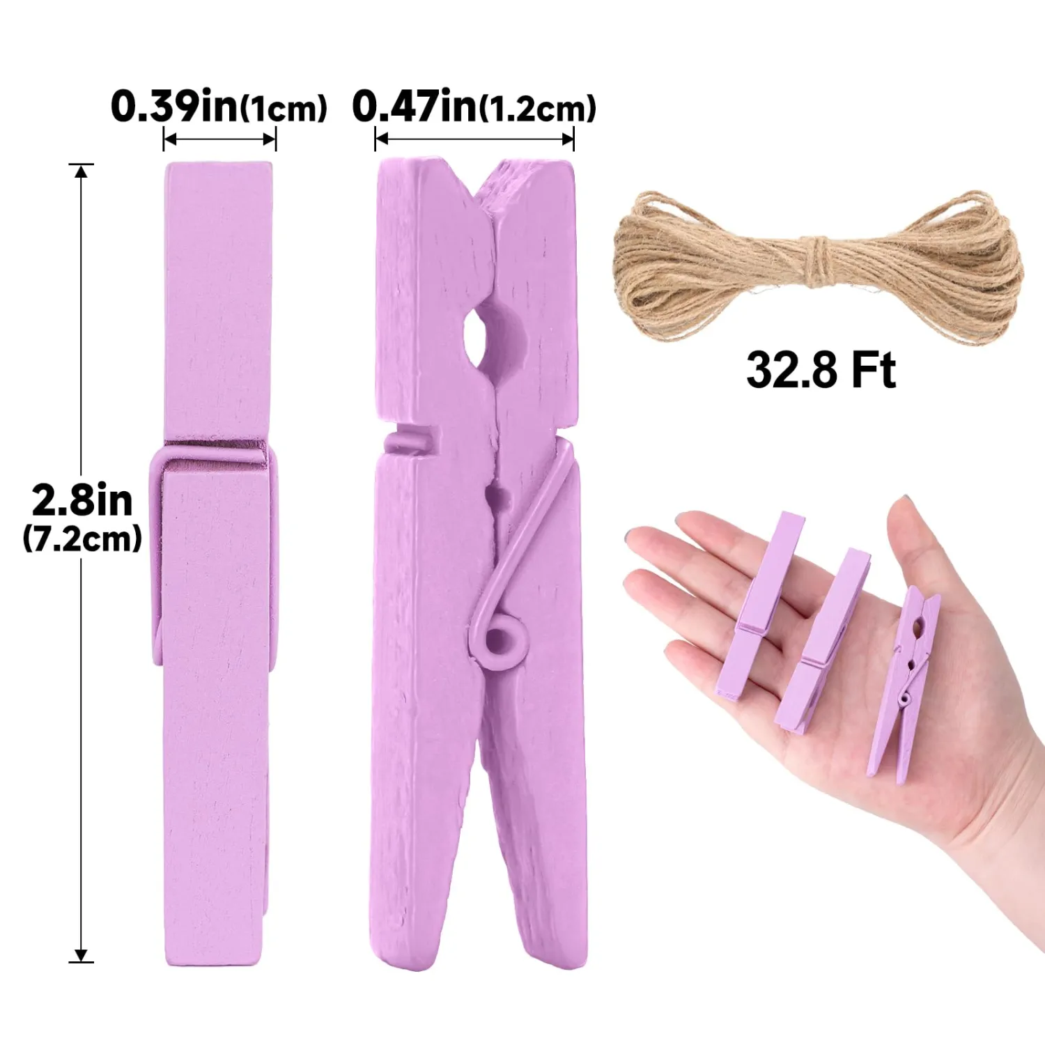 jijAcraft 50 Pcs Large Clothes Pins - 2.9 Inch Wooden Clothespins