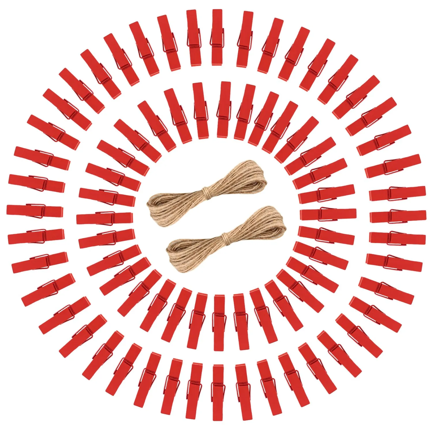 jijAcraft 1.4Inch Mini Clothes Pins - 100Pcs Wooden Clothespins with String
