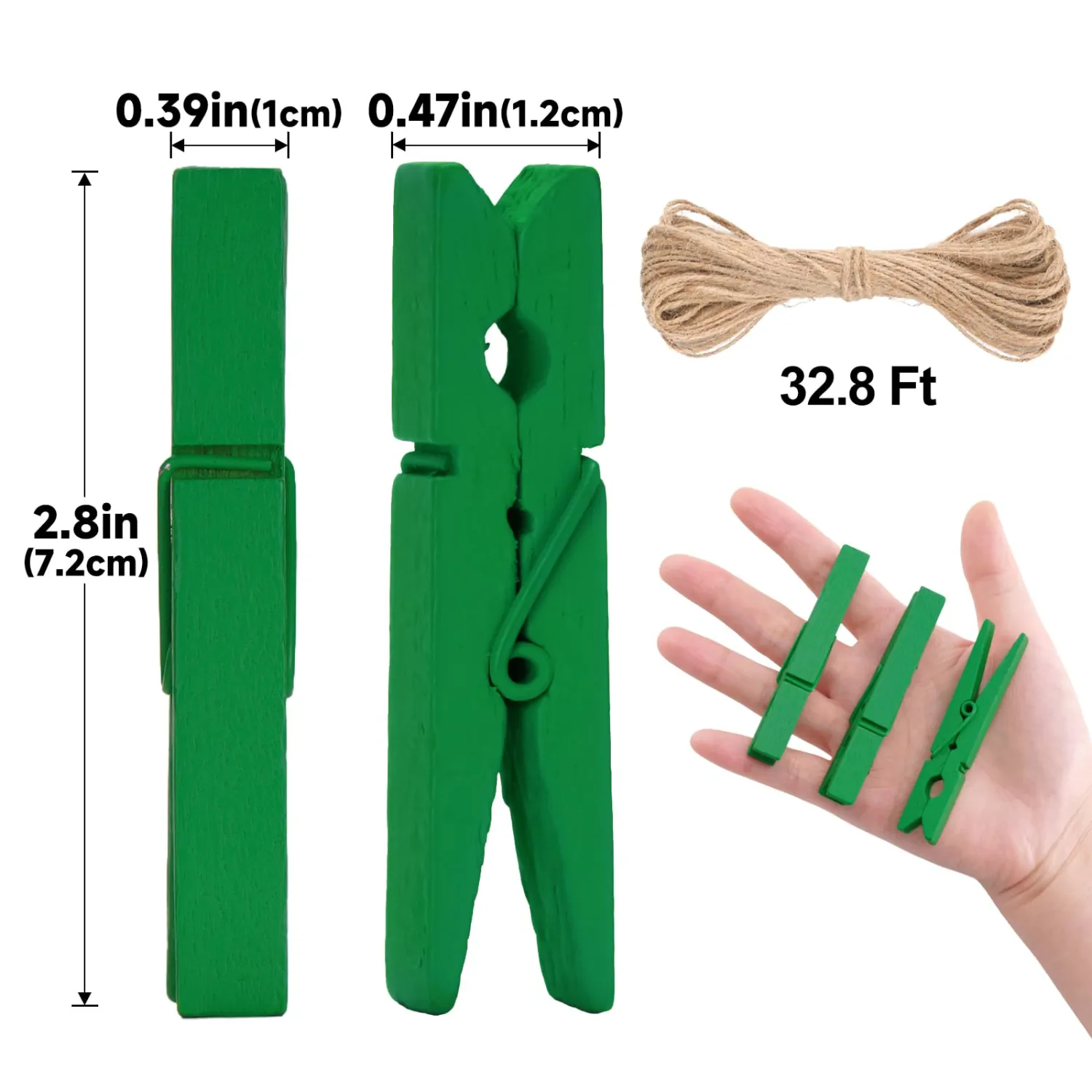 jijAcraft 50 Pcs Large Clothes Pins - 2.9 Inch Wooden Clothespins