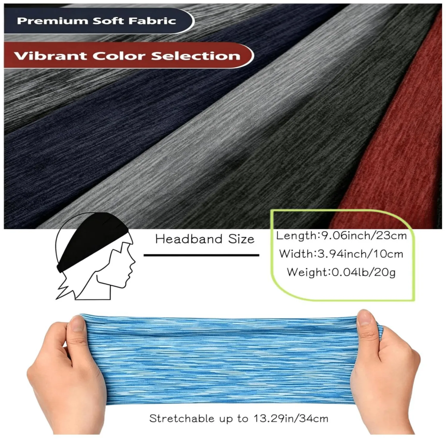 Sweat Absorb Headband for Men & Women,Moisture Wicking Wide Yoga Headband,for Workout, Running, Gym, 5 Pack Colorful Assorted
