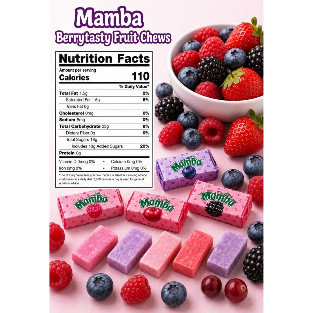 Classic Candy & Candy Bars - Pack of 3 - Full Size (Mamba Berrytasty)