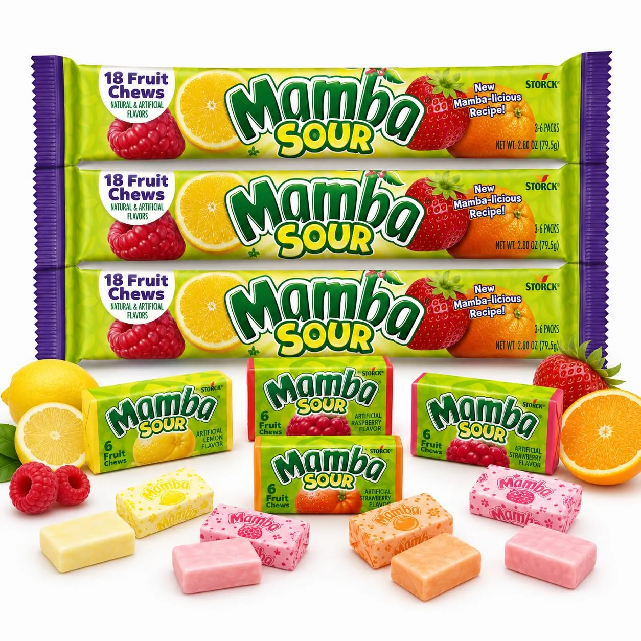 Classic Candy & Candy Bars - Pack of 3 - Full Size (Mamba Sour)