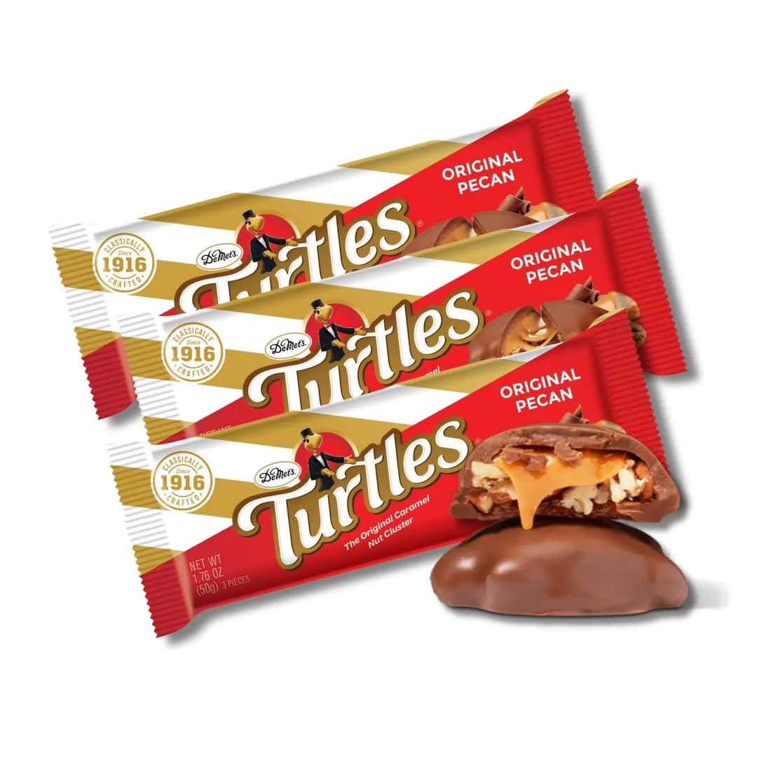 DeMet's Turtles - Pack of 3 - Milk Chocolate Original Pecan - 1.76 oz., 3pc. Bars
