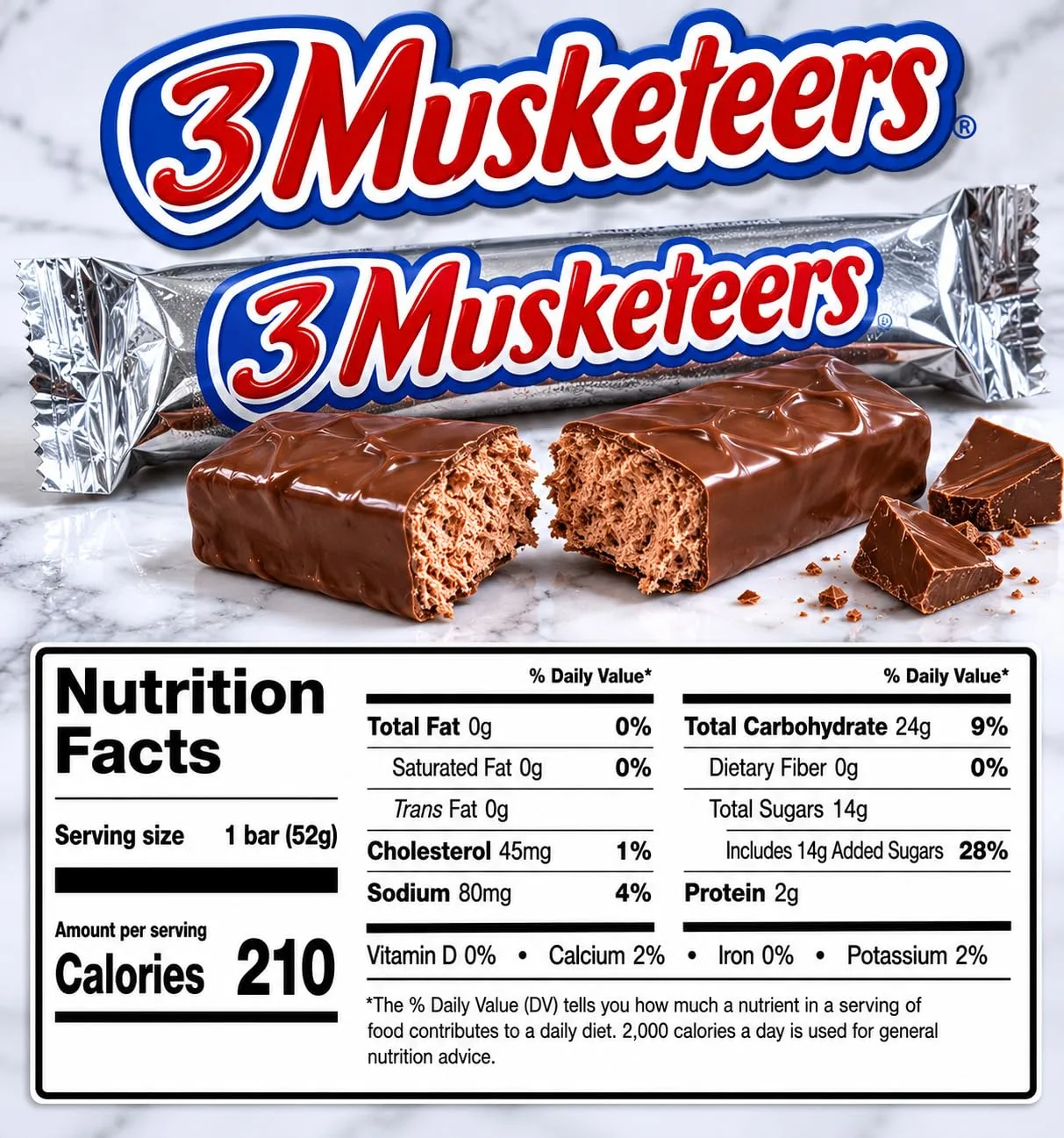 3 Musketeers - Pack of 3 - Milk Chocolate Covered Fluffy Nougat Candy Bars - 1.92 oz. Full Size