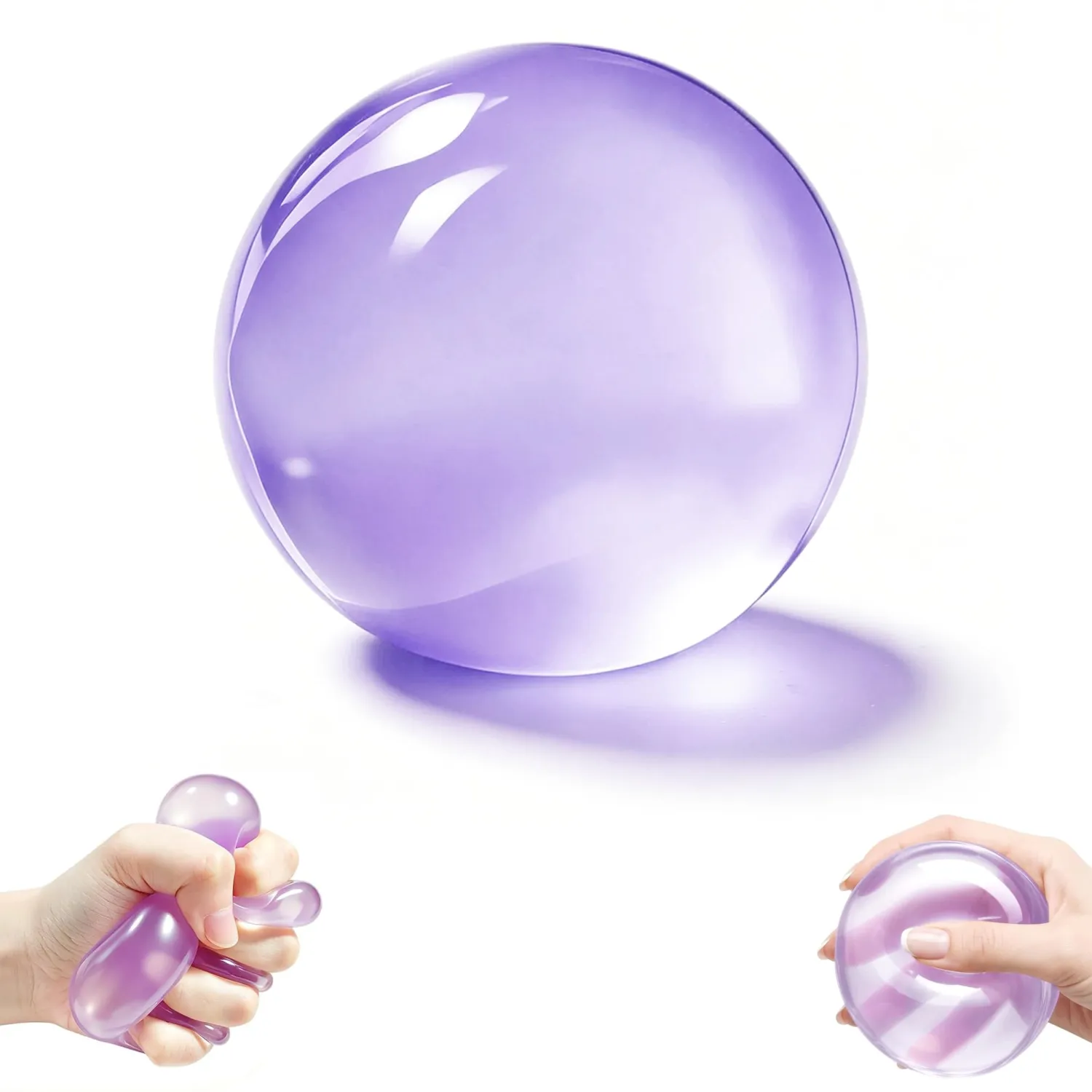 Coconut Oil Squishy Stress Ball, Shapeable No Rebound Squishy Coconut Oil Sensory Fidget Toy for Adults, Anxiety Relief Calming Desk Decor, Portable Gift(Purple)