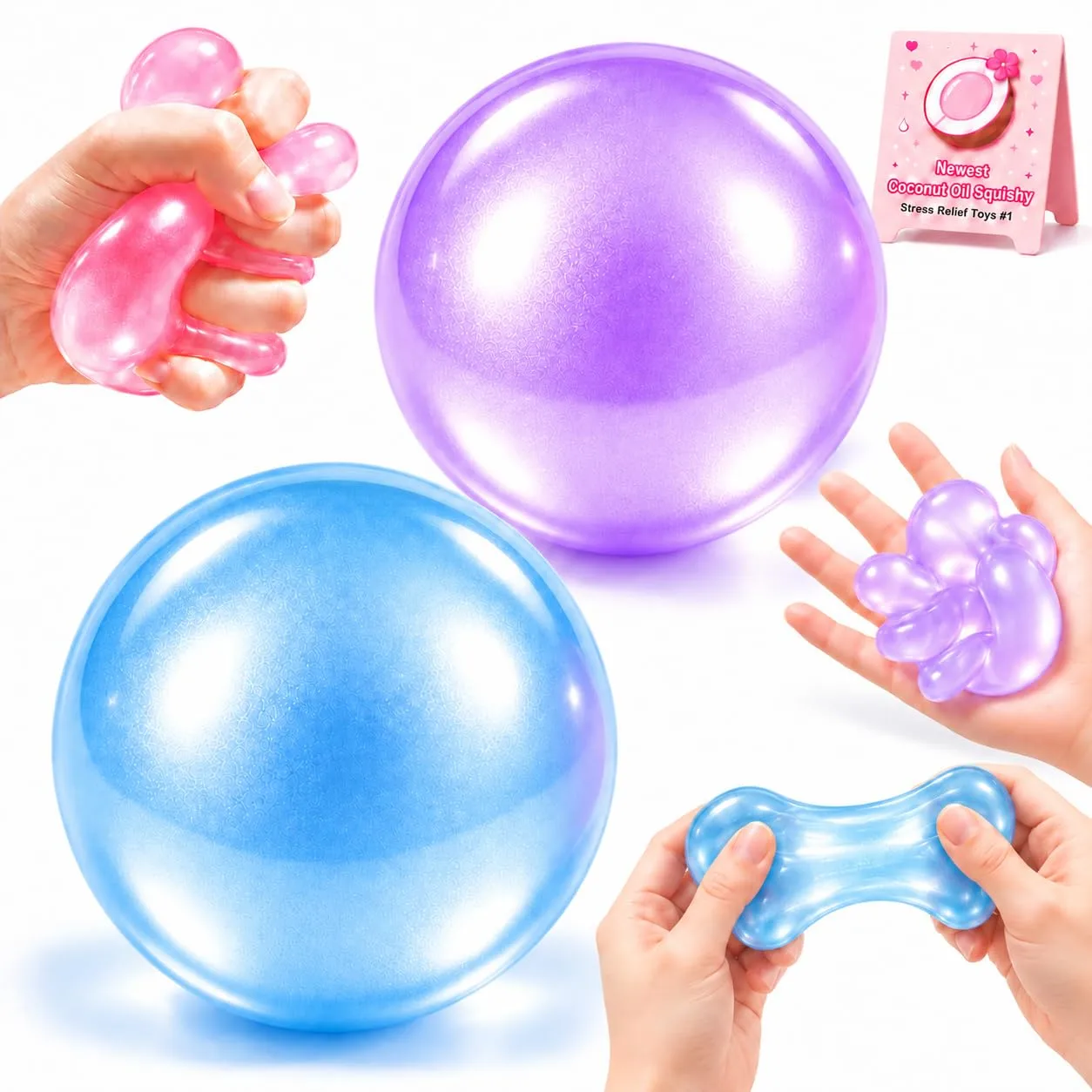 2Pc Coconut Oil Squishy,Coconut Oil Stress Ball,No Rebound Sensory Toys